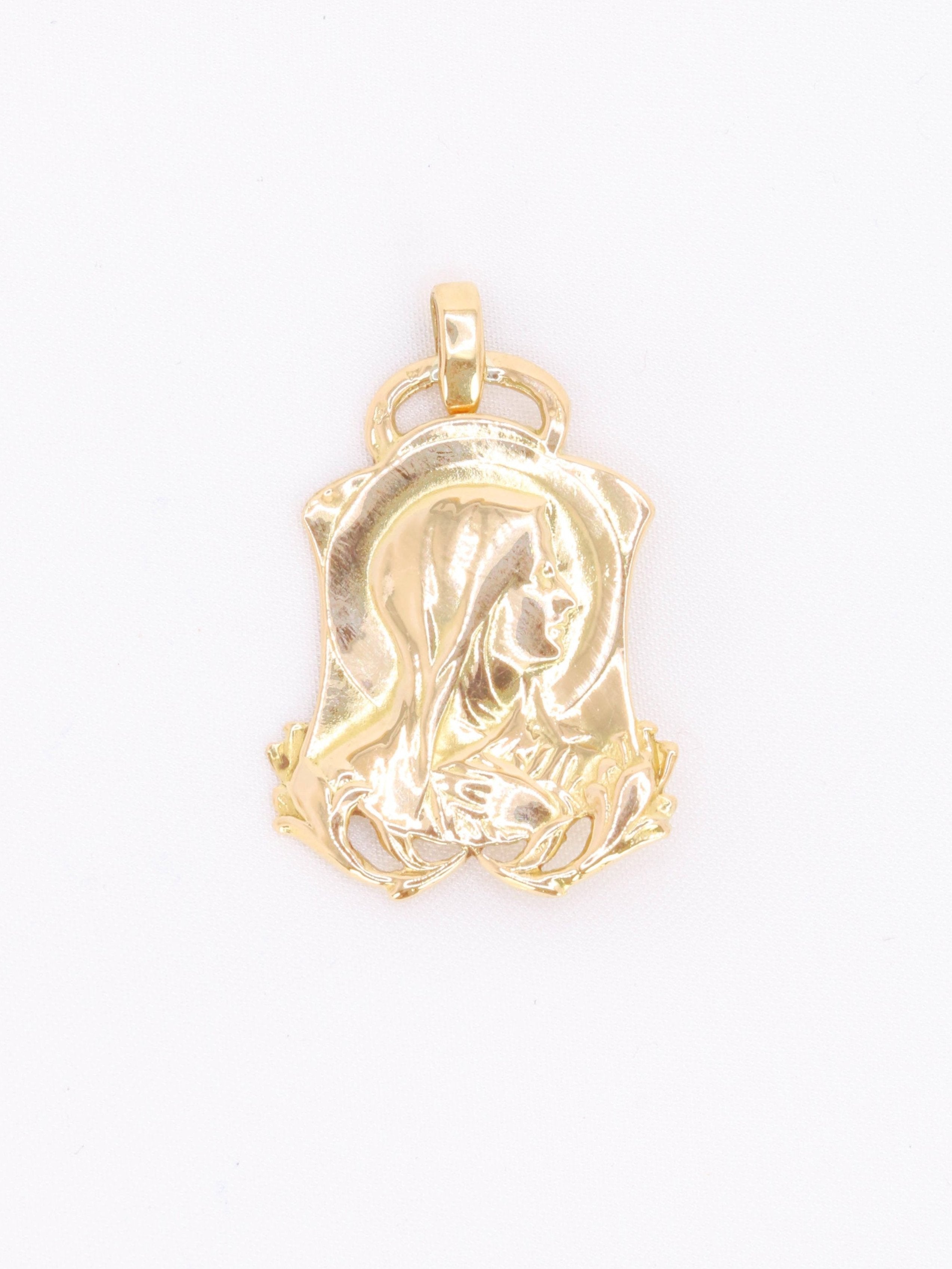 Pendentif Art-Nouveau or vierge Marie