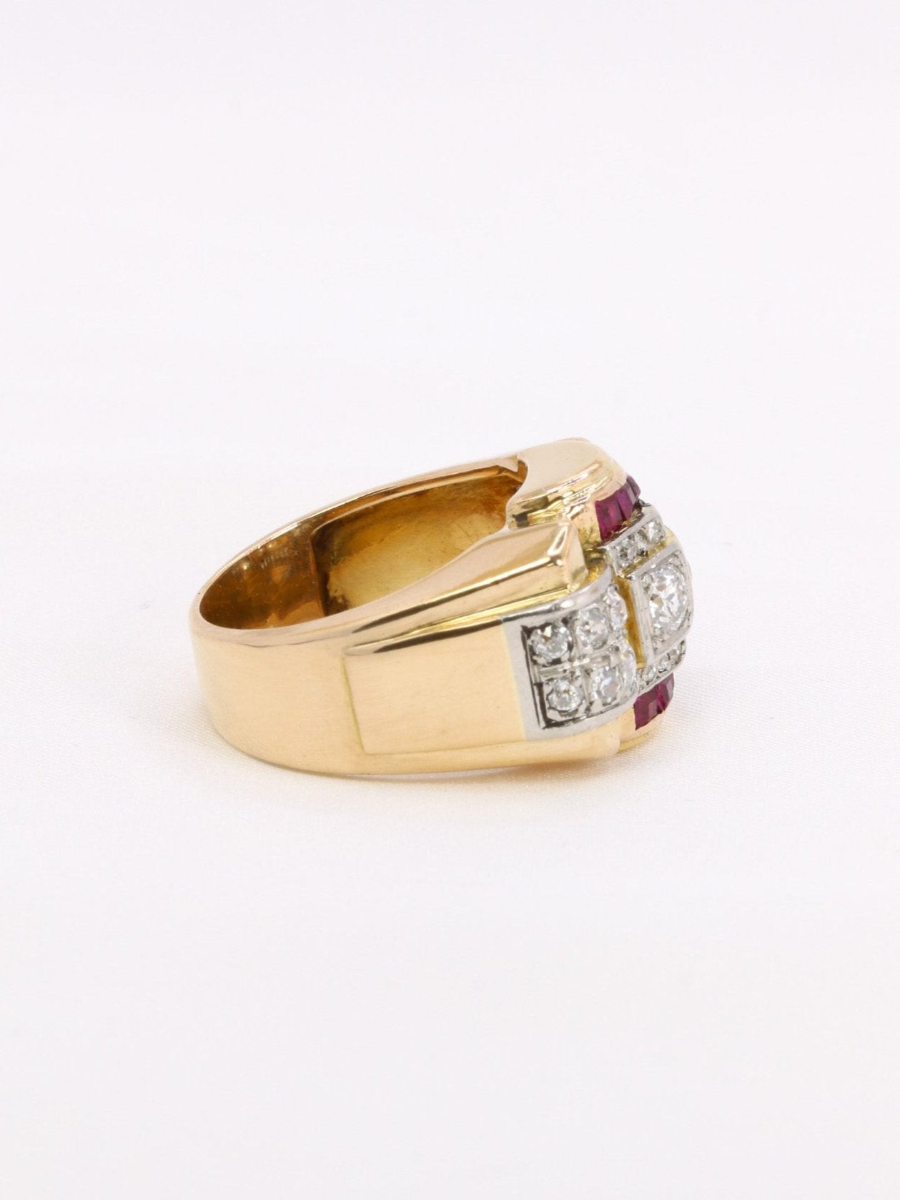 Bague tank diamants rubis calibres