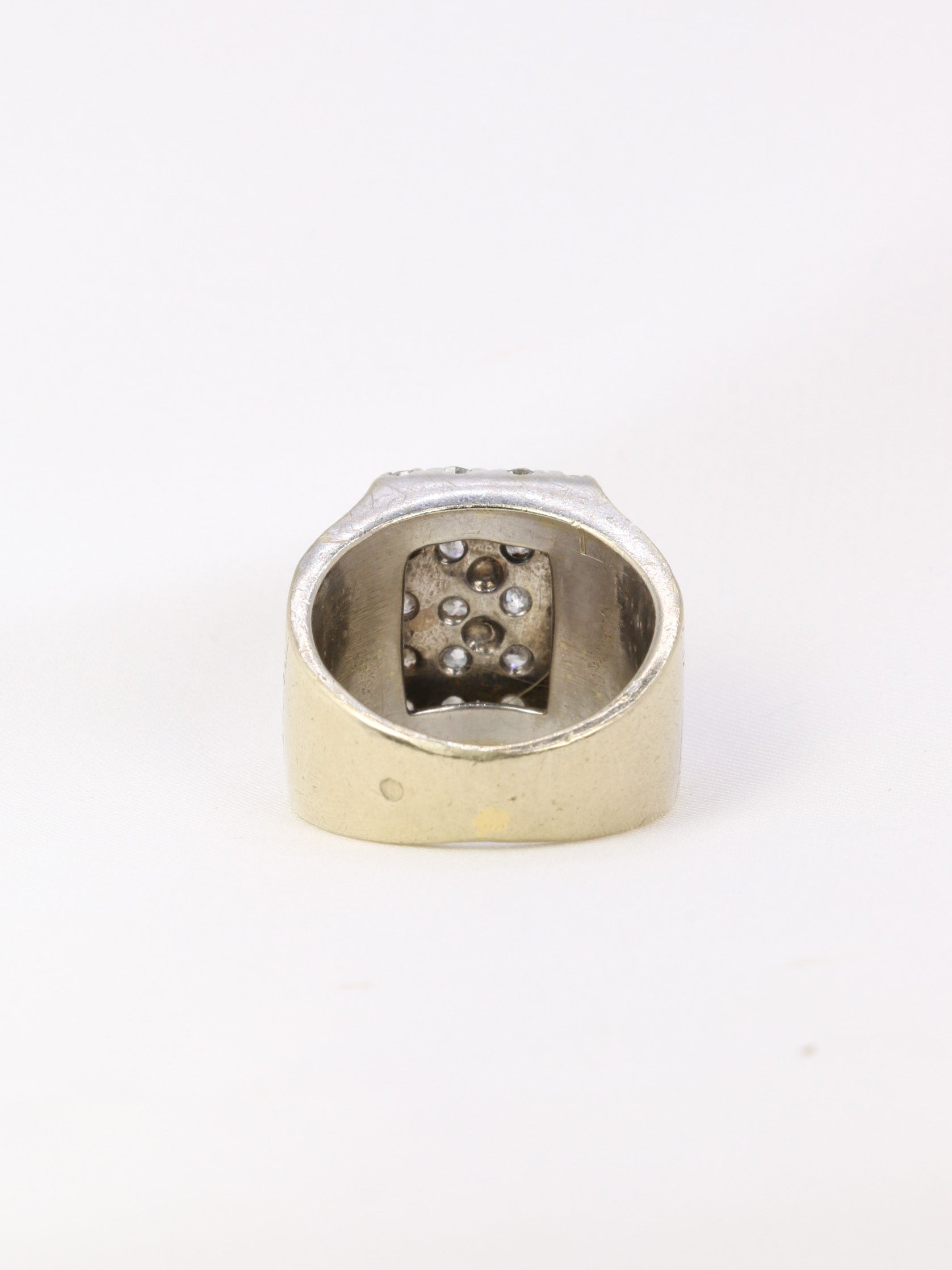 Vintage gold signet ring paved with diamonds