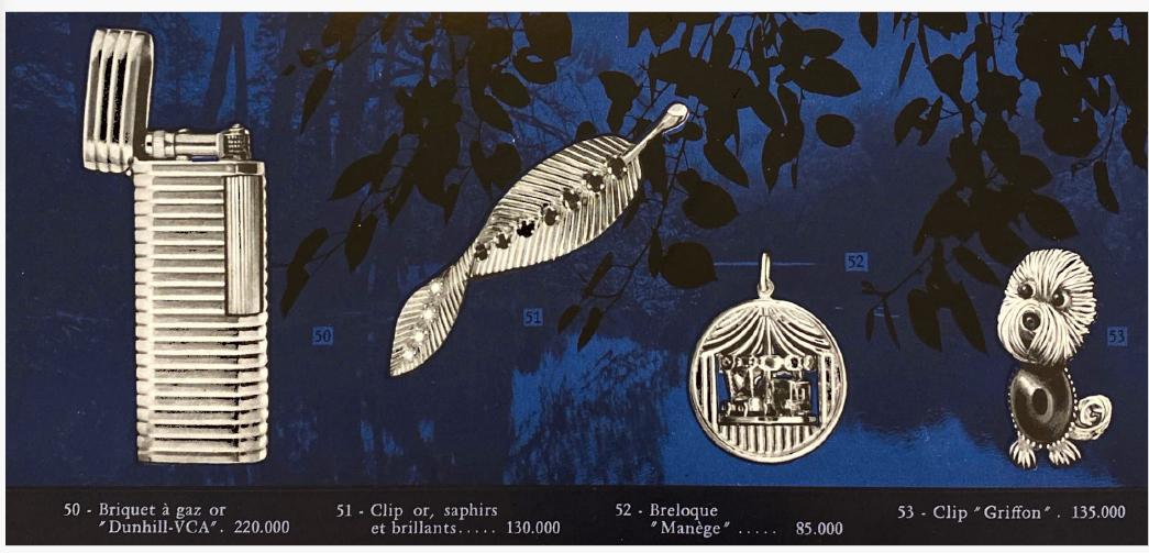 VAN CLEEF & ARPELS Broche clip feuille or jaune saphirs diamants - 1959