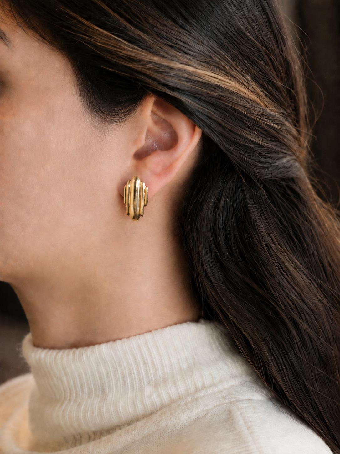 Paire de creoles pendantes or jaune