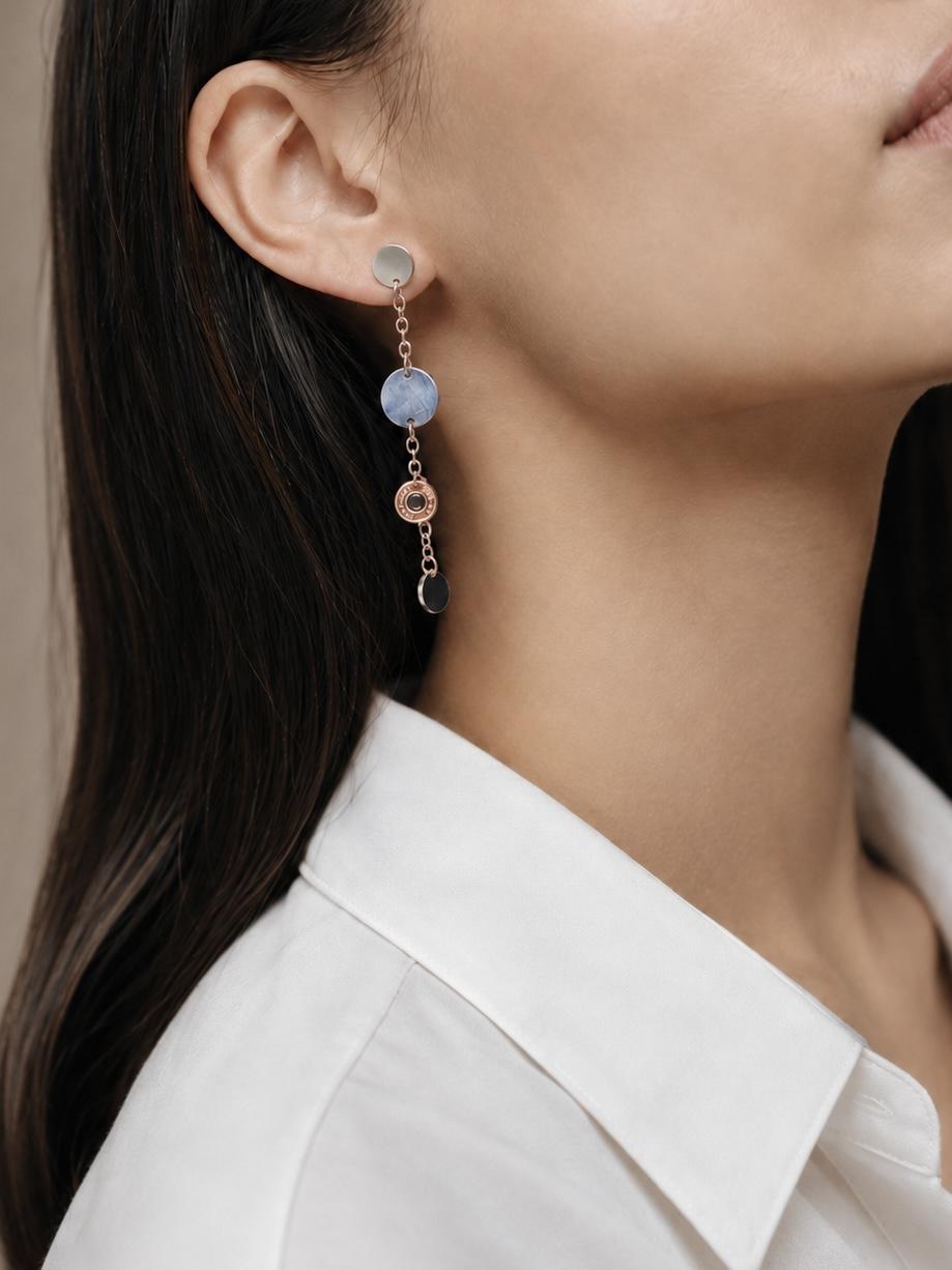 HERMES Boucles d'oreilles Confettis argent or rose