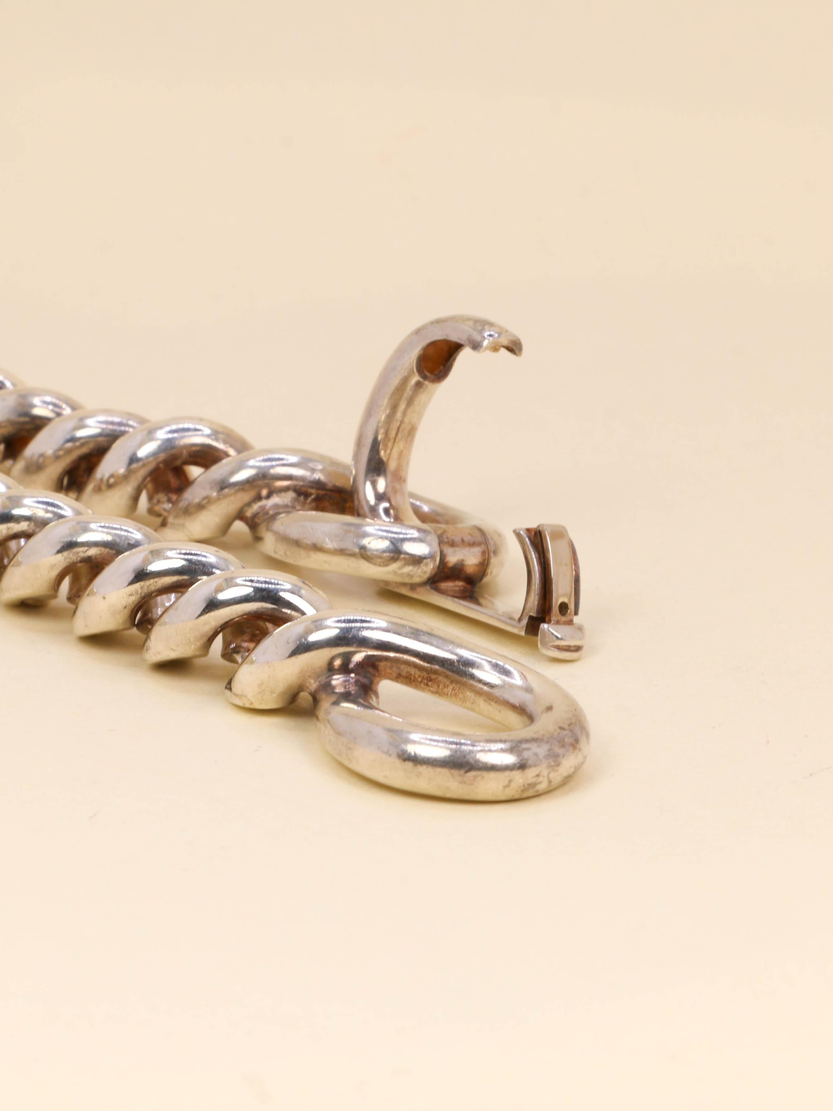 HERMES Collier vintage Torsade argent