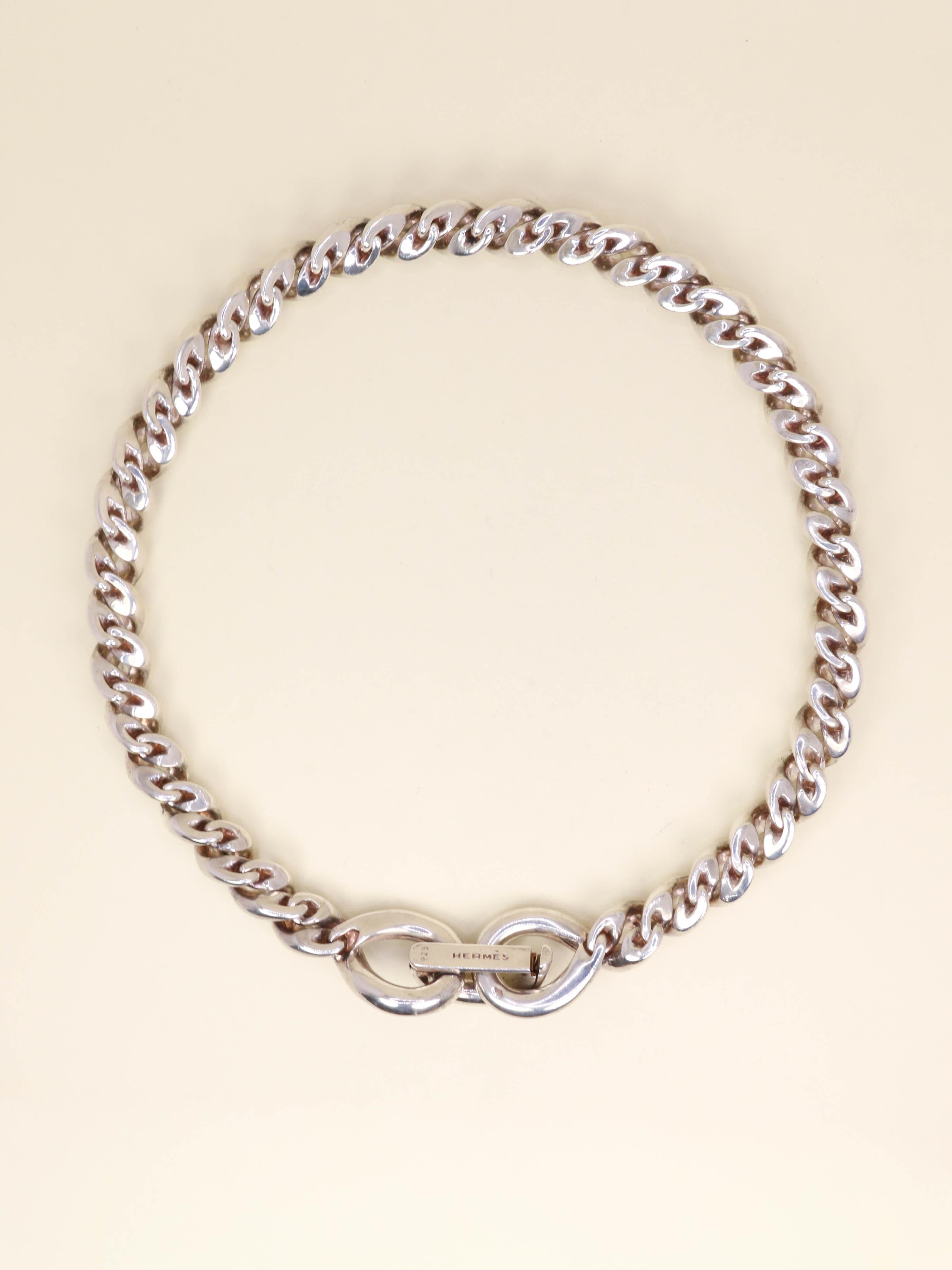 HERMES Collier vintage Torsade argent