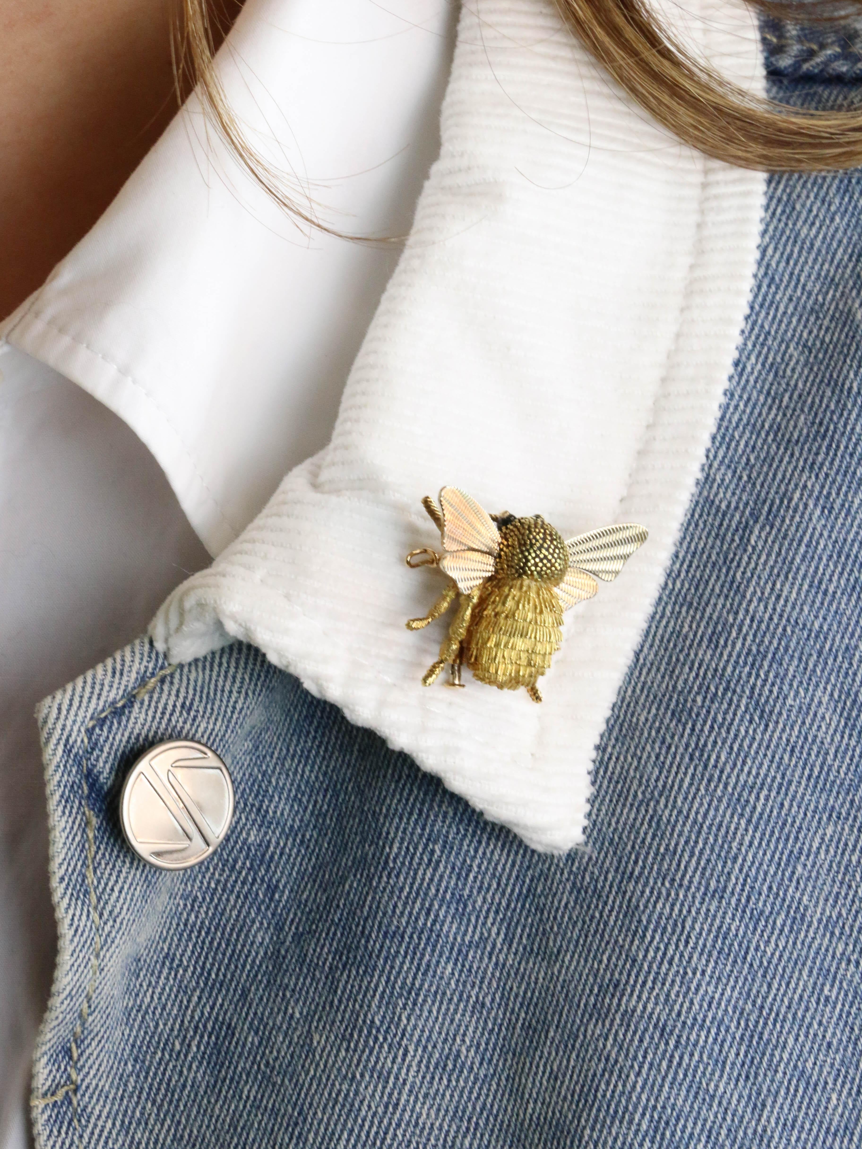 HERMES x GEORGES LENFANT Broche bourdon or jaune onyx