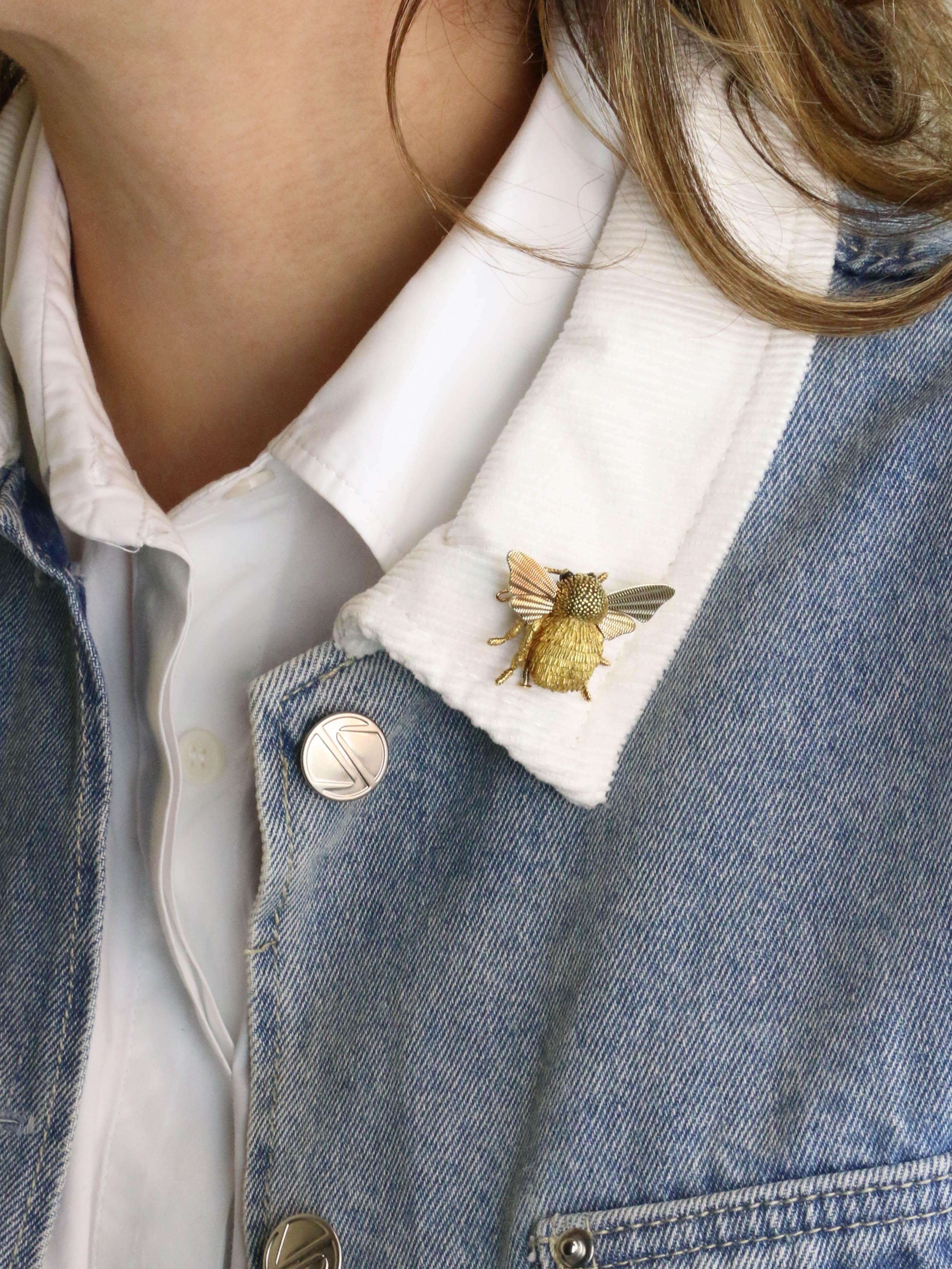 HERMES x GEORGES LENFANT Broche bourdon or jaune onyx