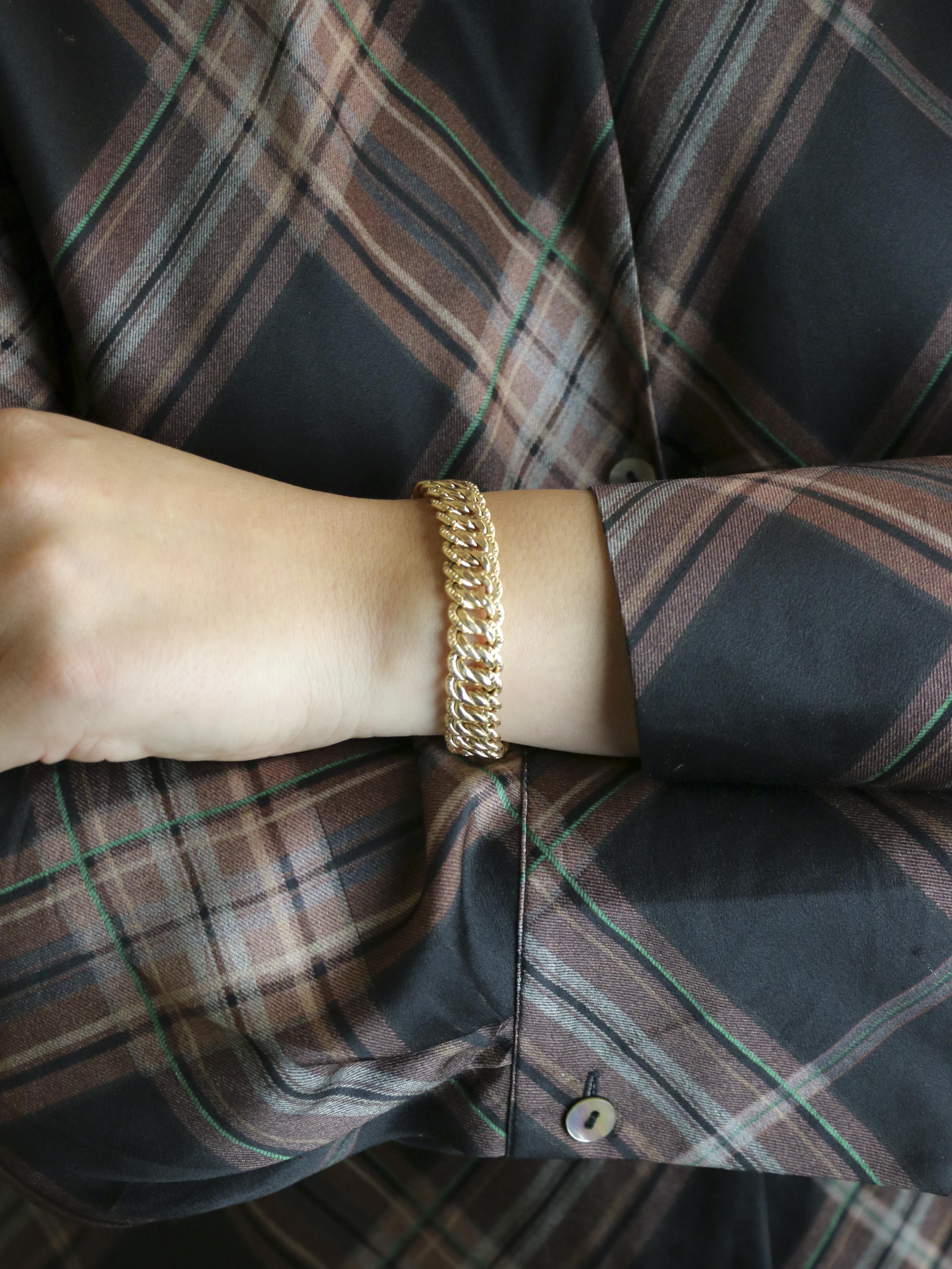 Bracelet maille américaine or jaune 1,2 cm