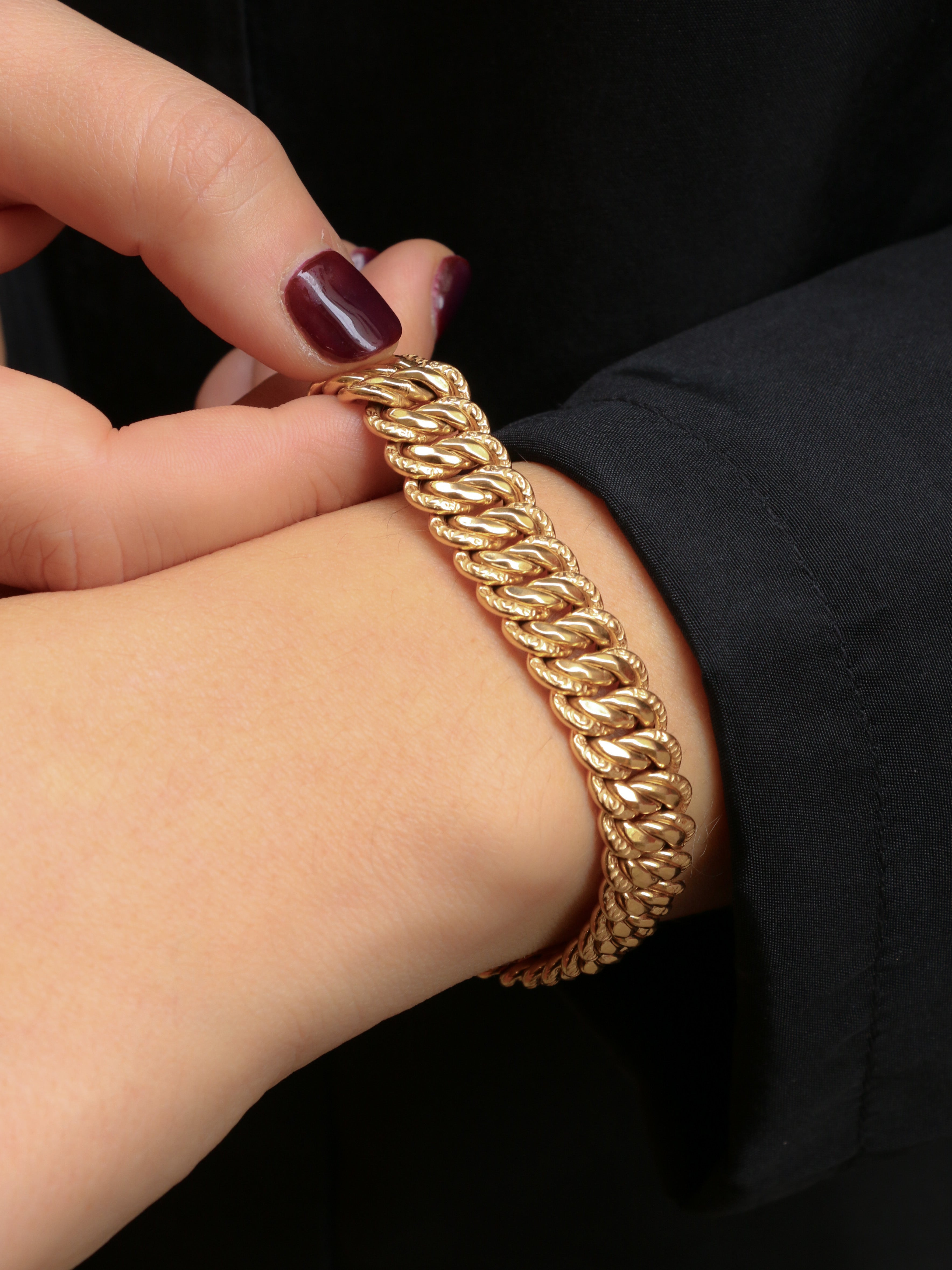 Bracelet vintage maille américaine or jaune