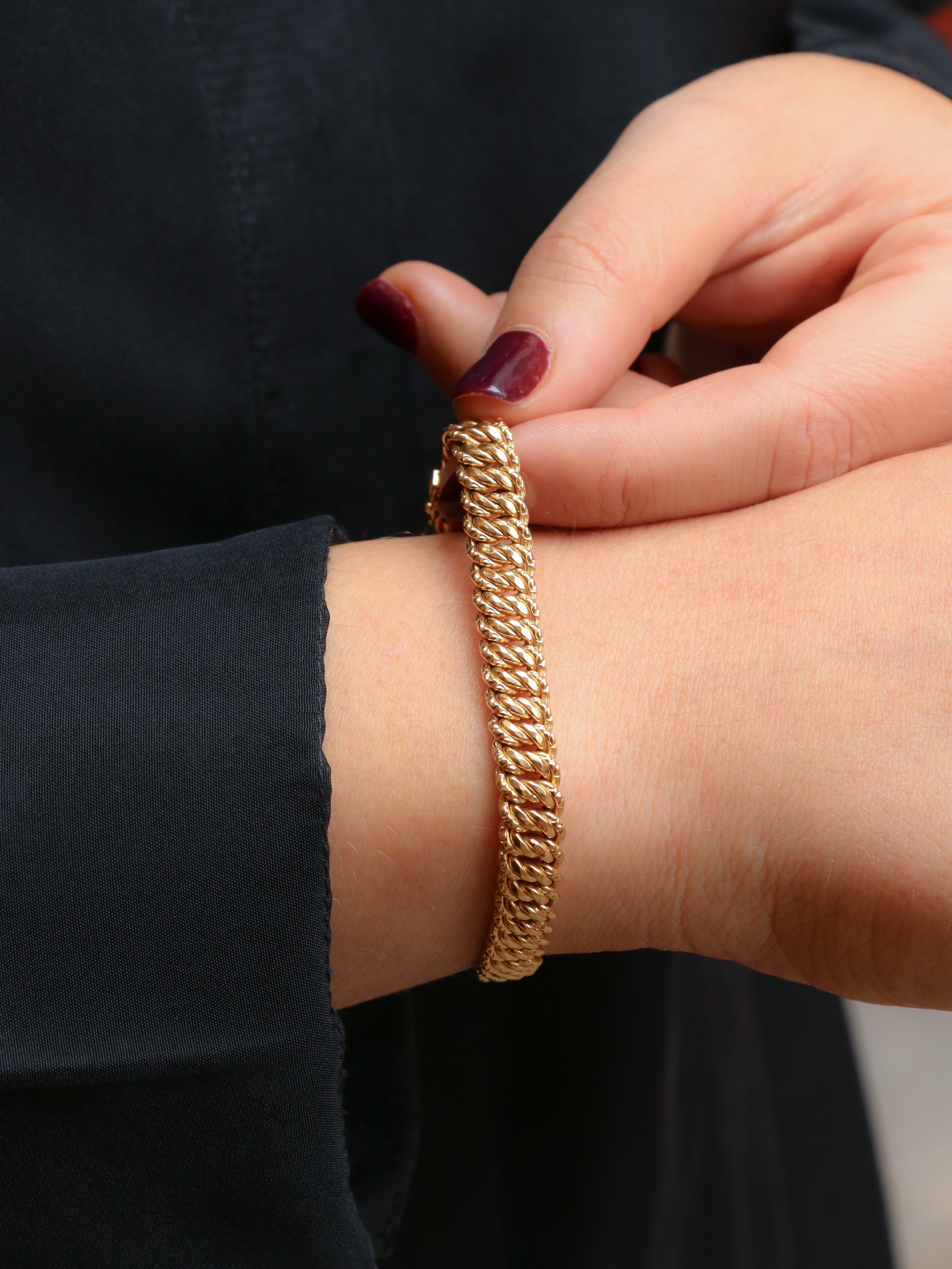 Bracelet vintage maille américaine or jaune