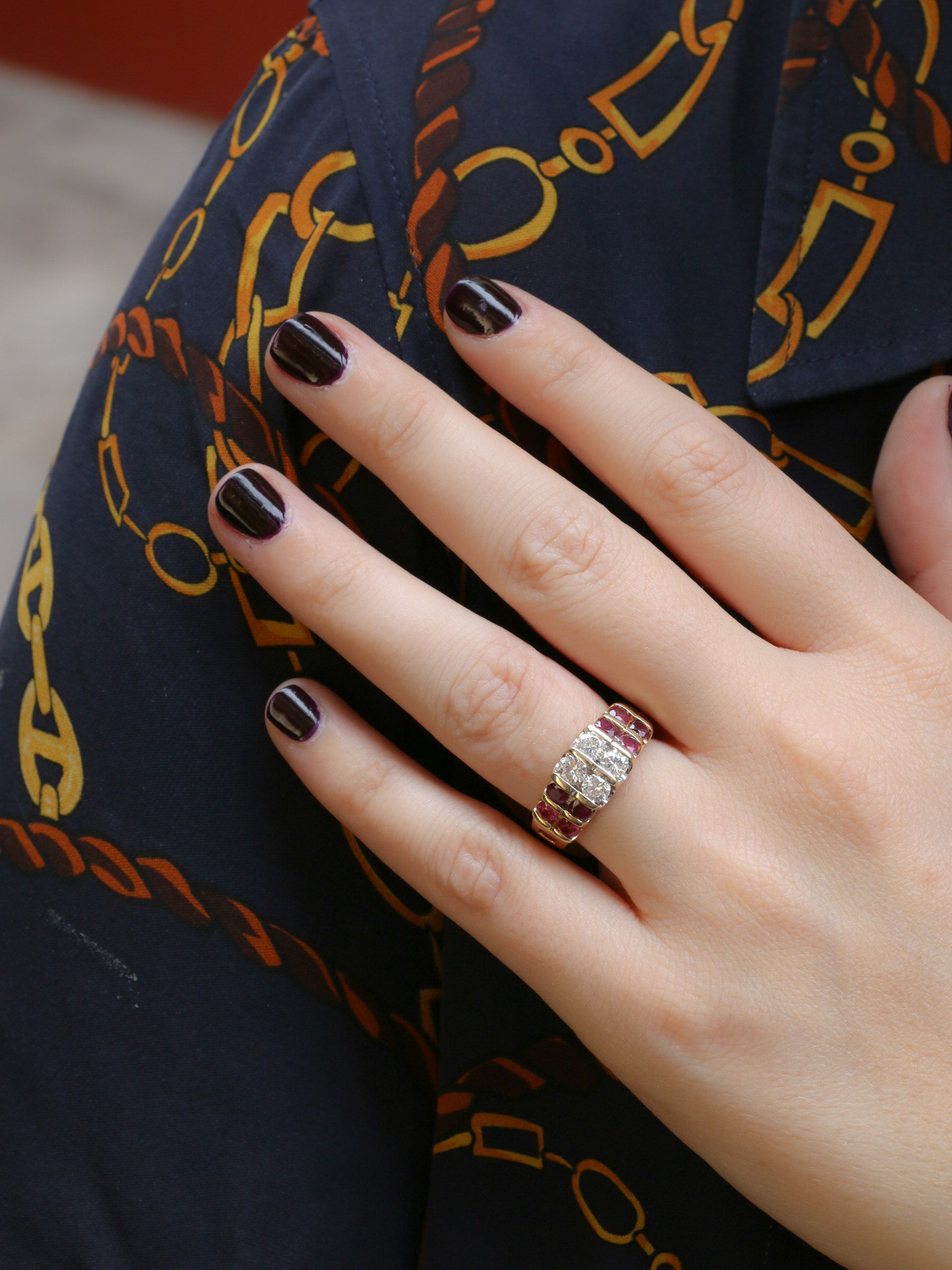 Vintage gold, ruby ​​and diamond ring