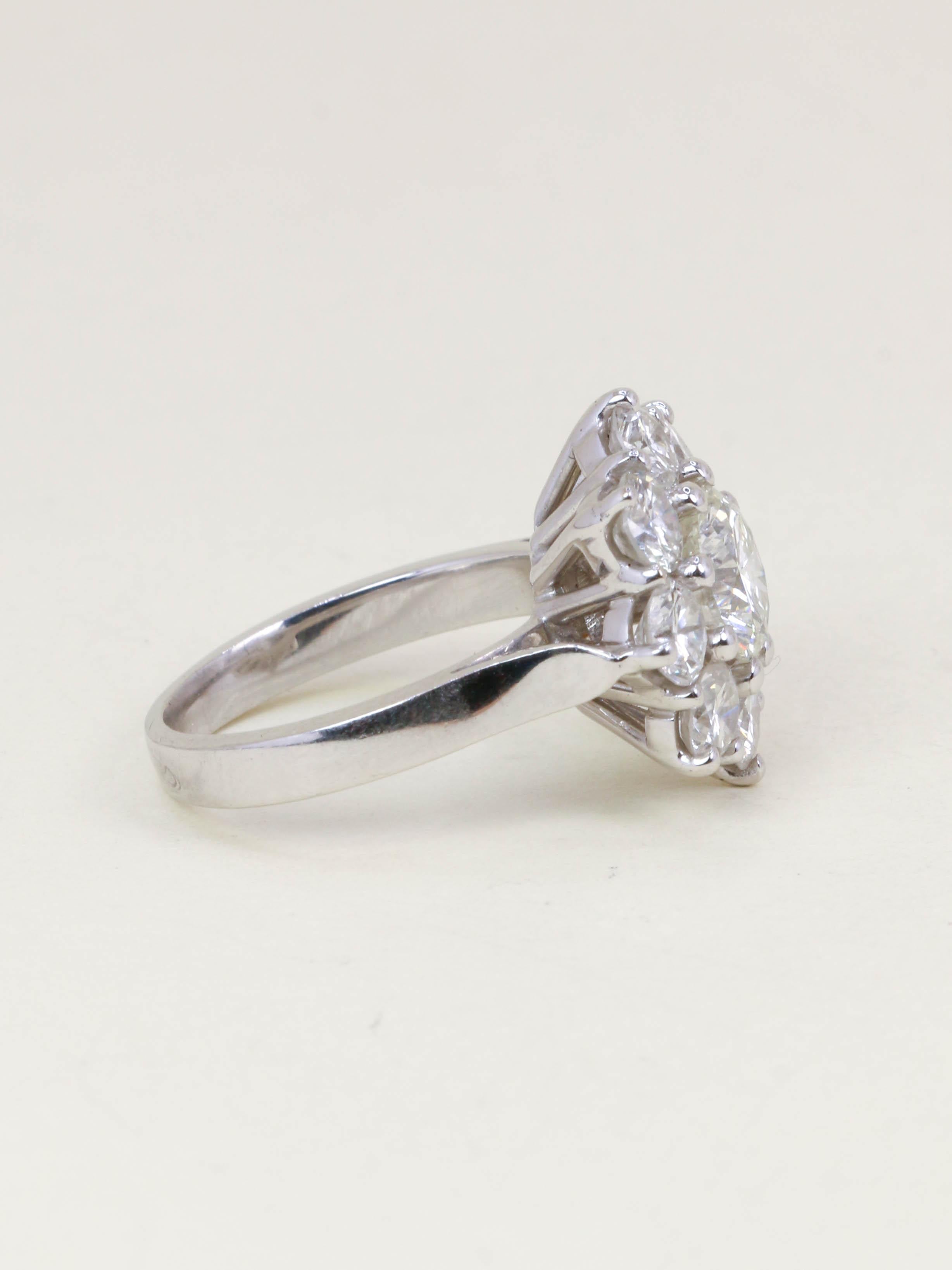Bague marguerite or blanc diamants 3,90 carats