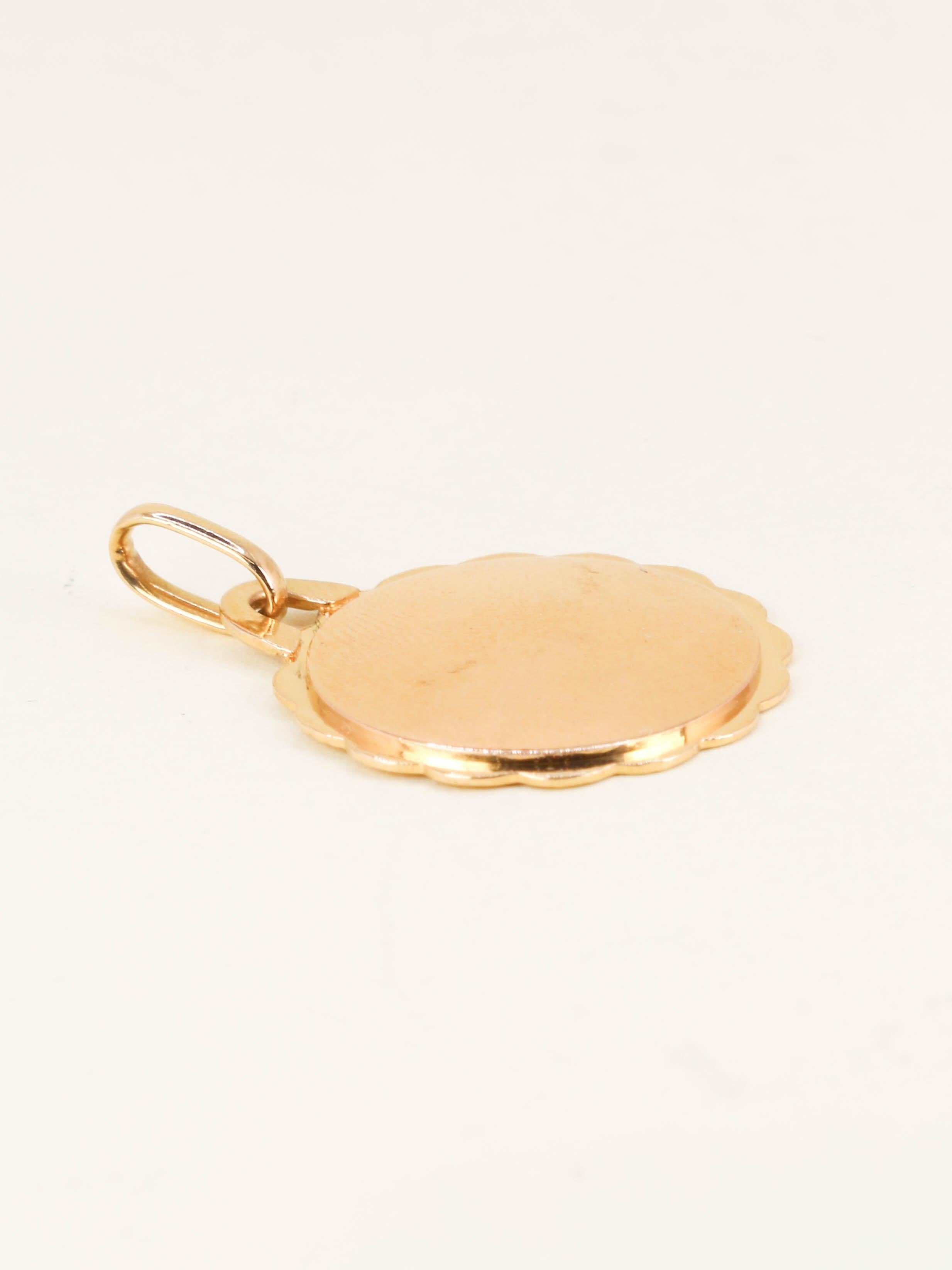 AUGIS Médaille Amour ronde Plus Hier Moins Demain or jaune rubis