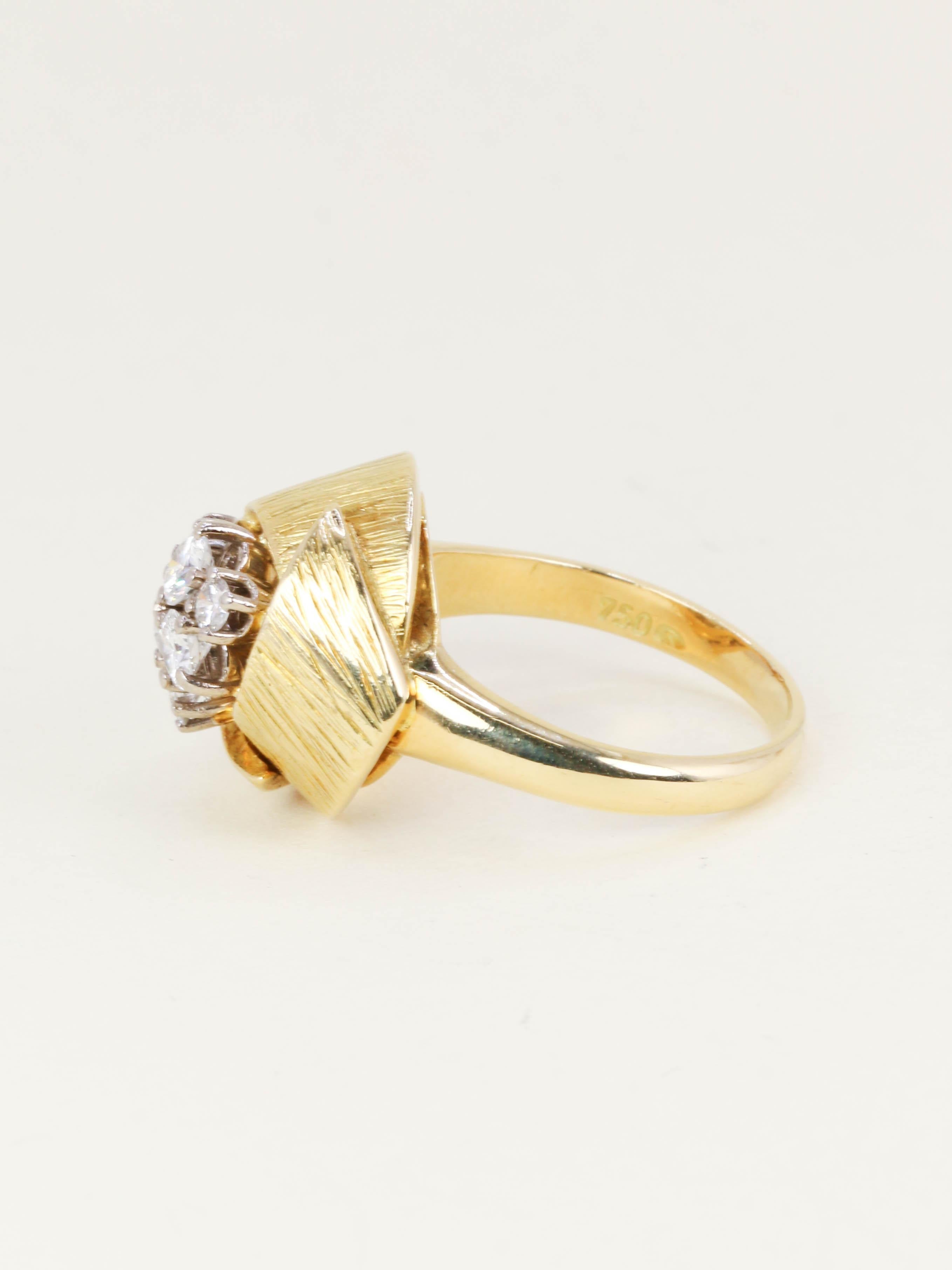 Bague dome or jaune diamants