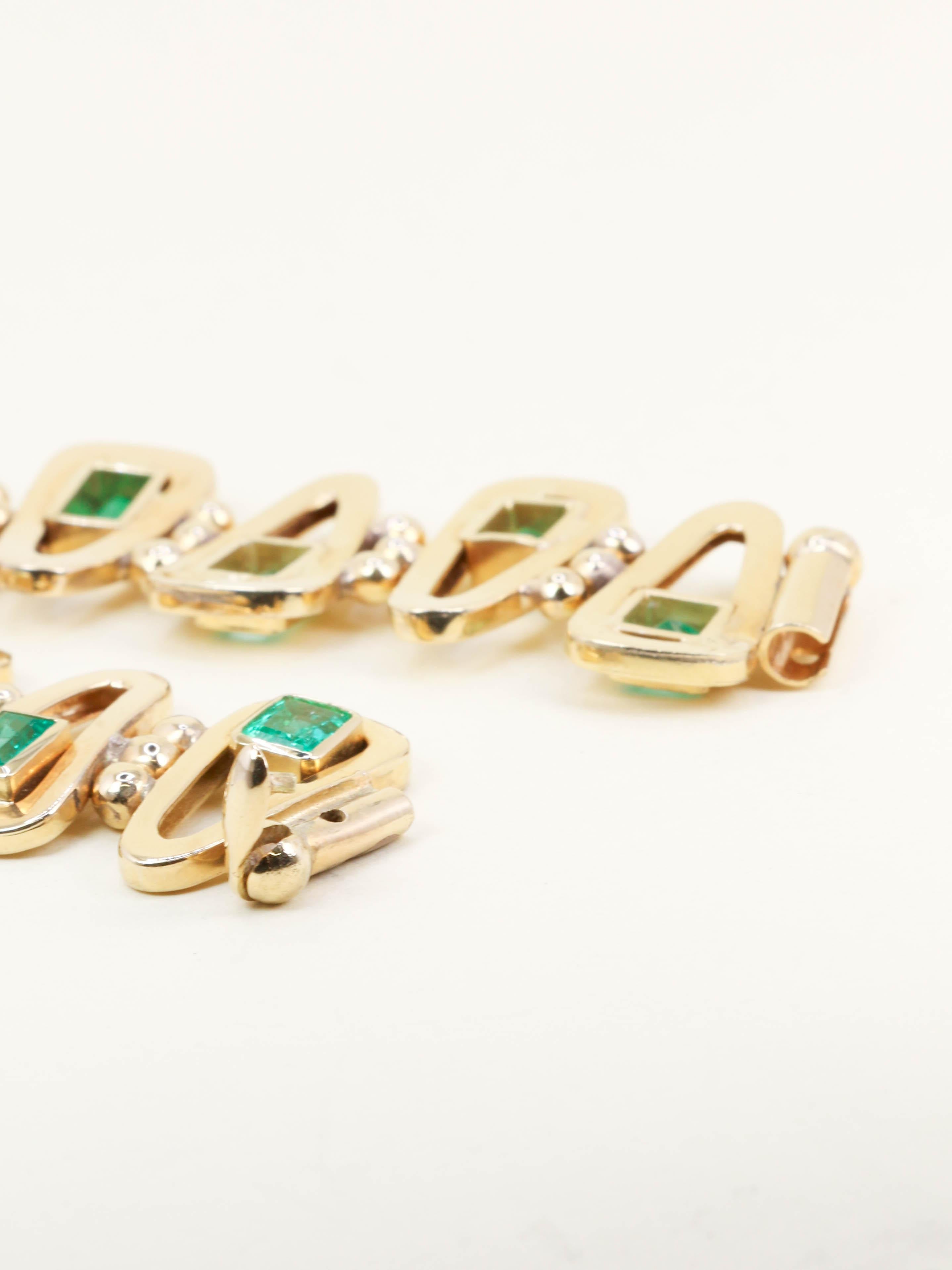 Bracelet vintage or jaune émeraudes 5,5 carats