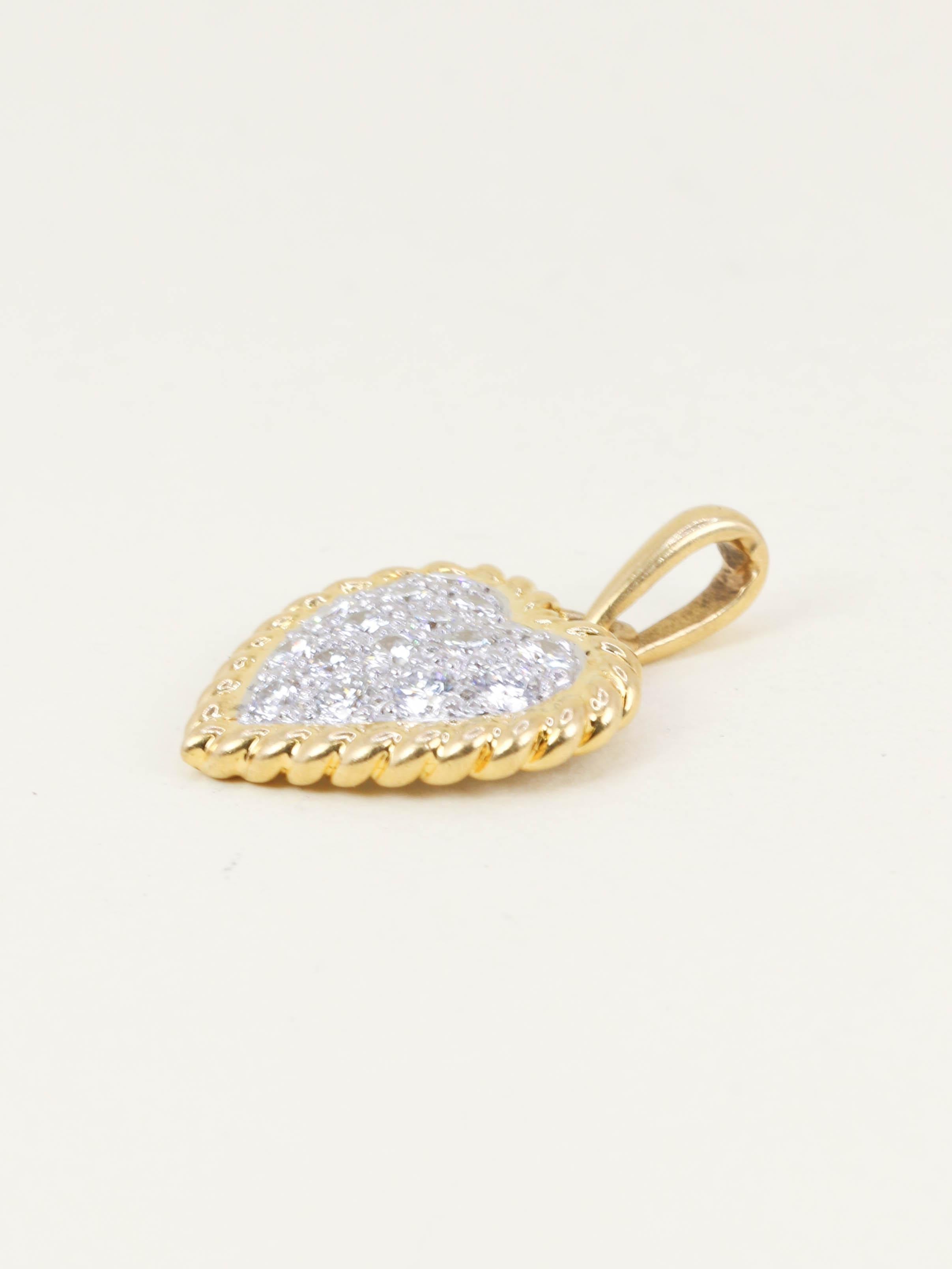 Pendentif coeur or jaune diamants
