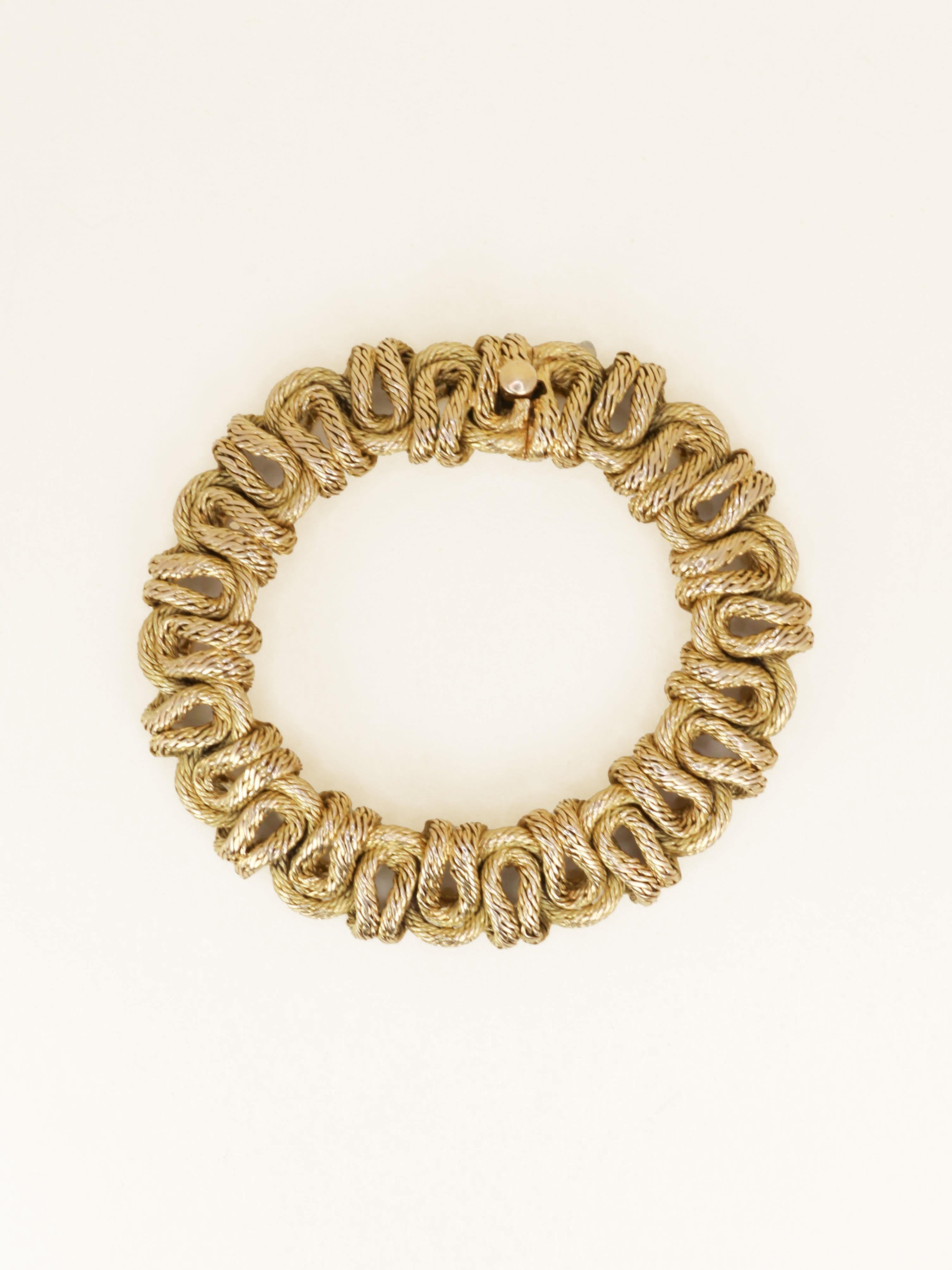 GEORGES LENFANT Bracelet or jaune tressé - Années 1970
