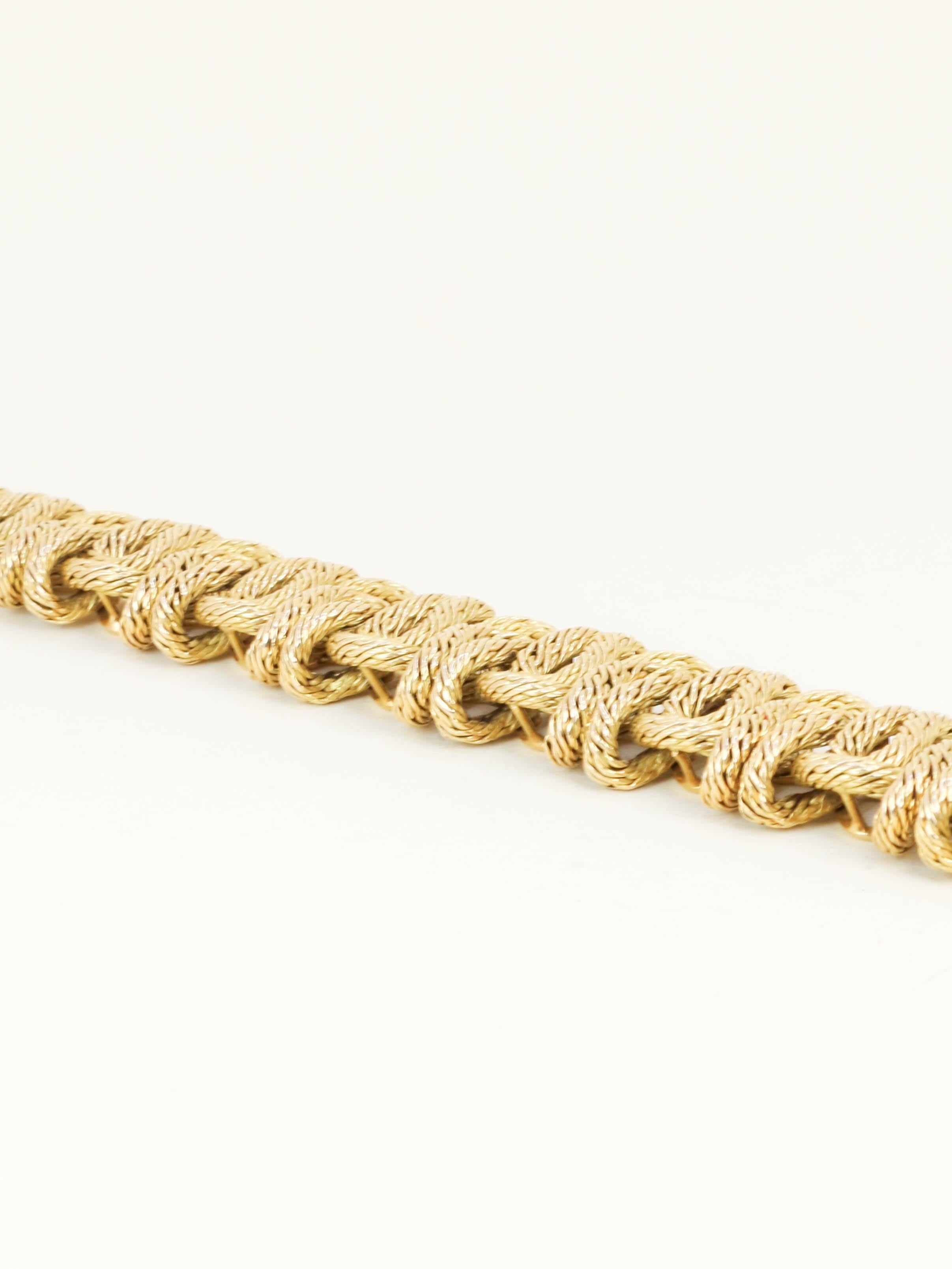 GEORGES LENFANT Bracelet or jaune tressé - Années 1970