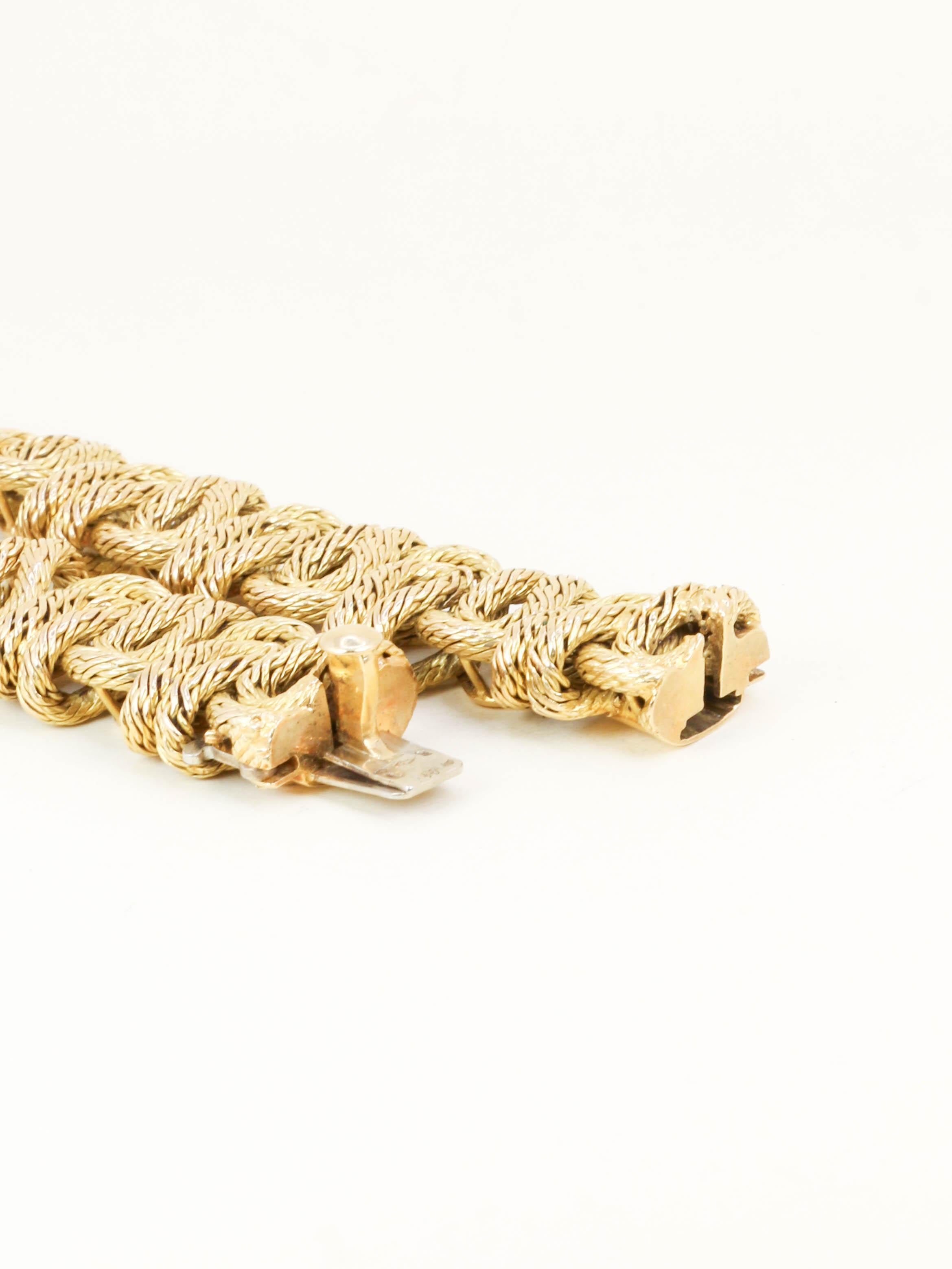 GEORGES LENFANT Bracelet or jaune tressé - Années 1970