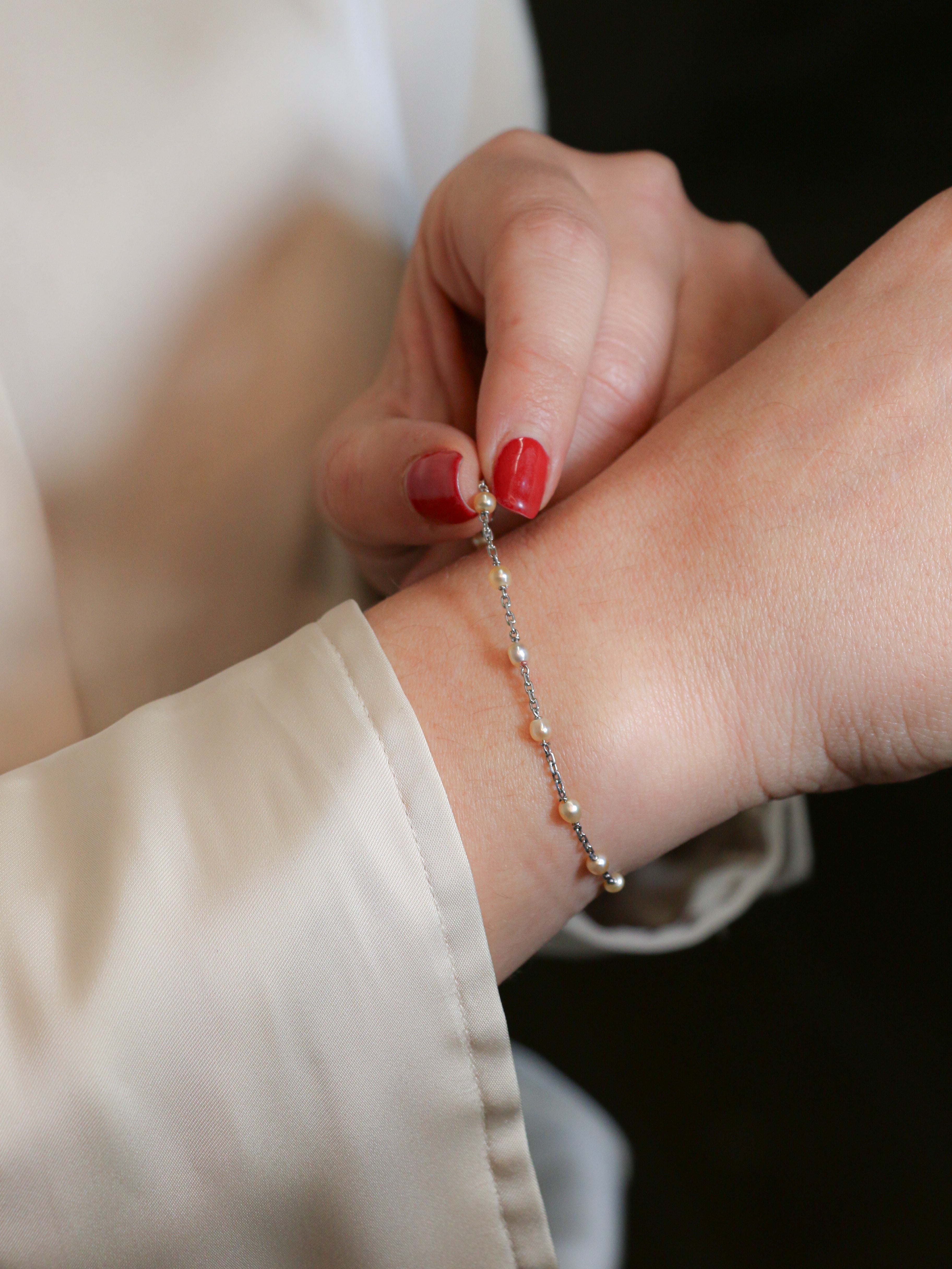 Bracelet ancien perles fines platine