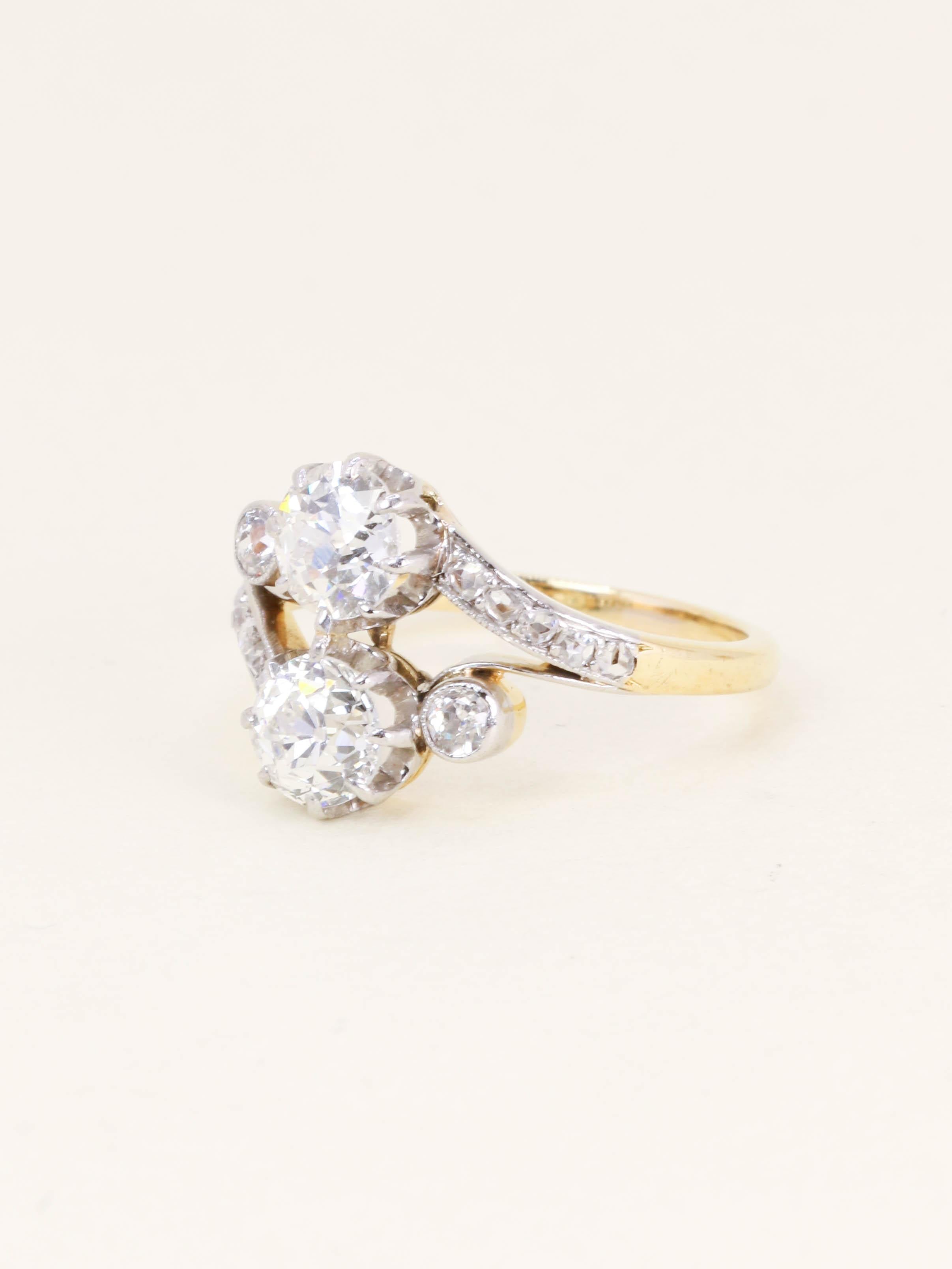 Bague Belle Epoque toi et moi diamants 2 carats