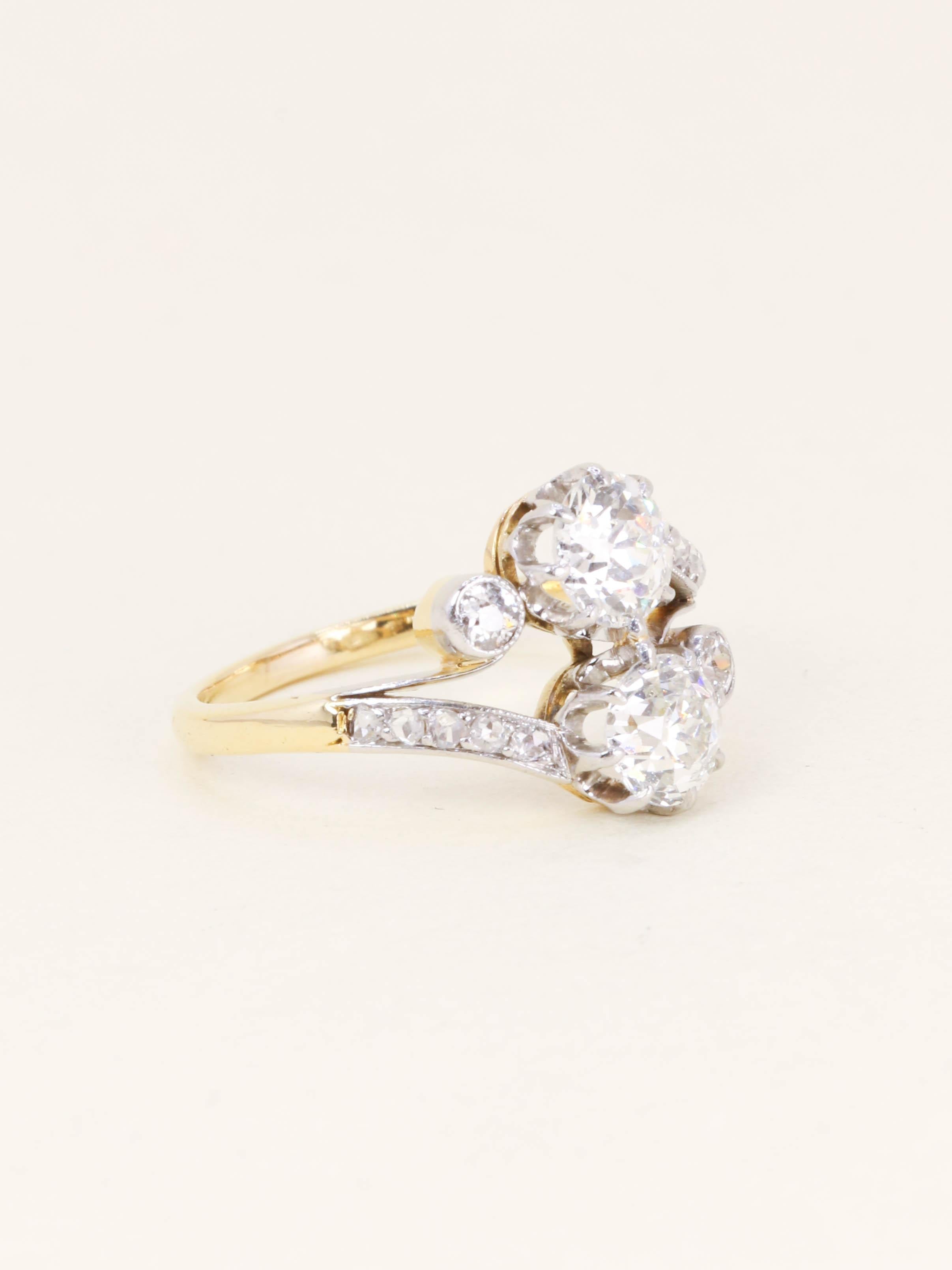 Bague Belle Epoque toi et moi diamants 2 carats