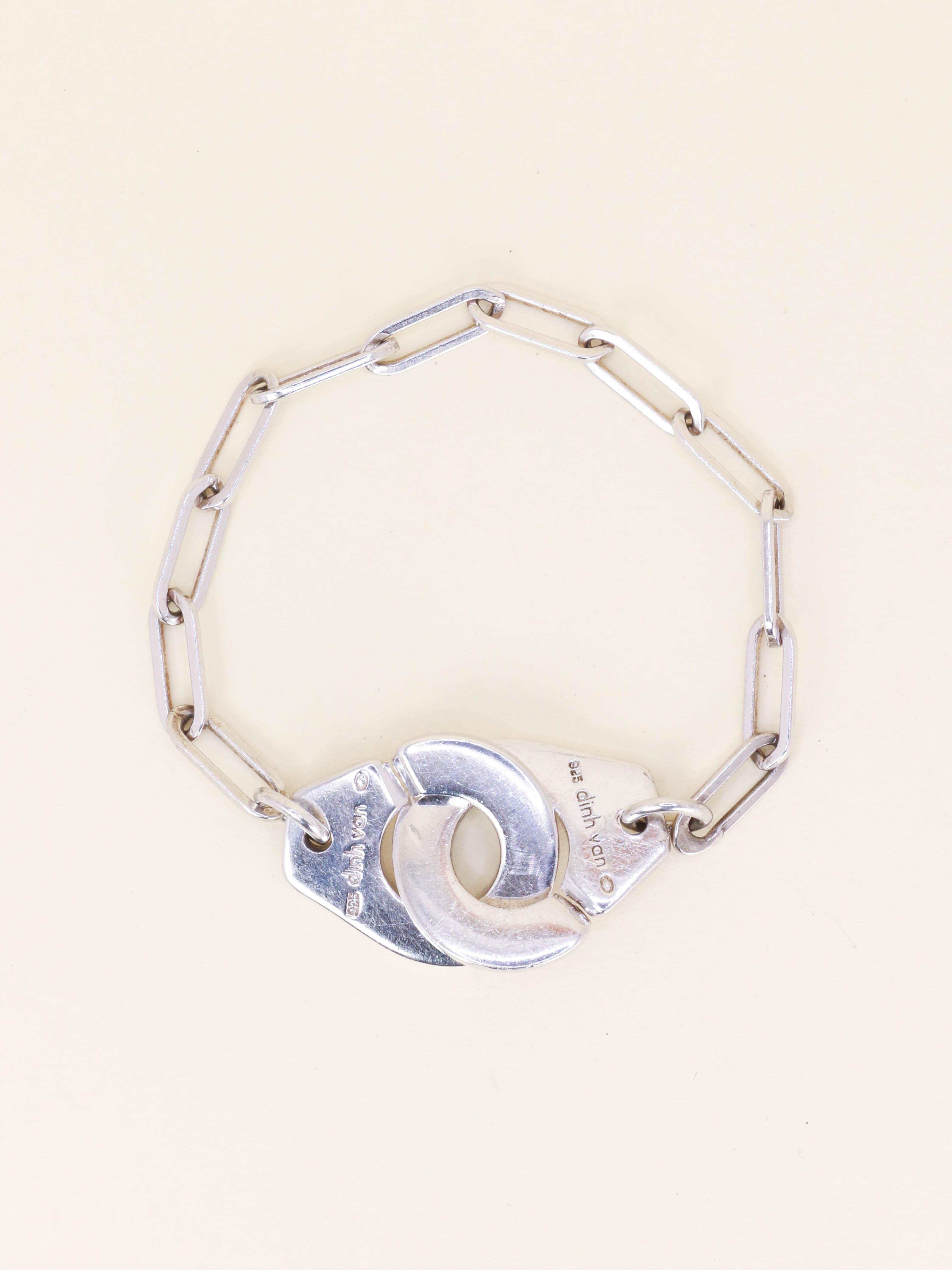DINH VAN Bracelet vintage menottes argent - très grand modèle
