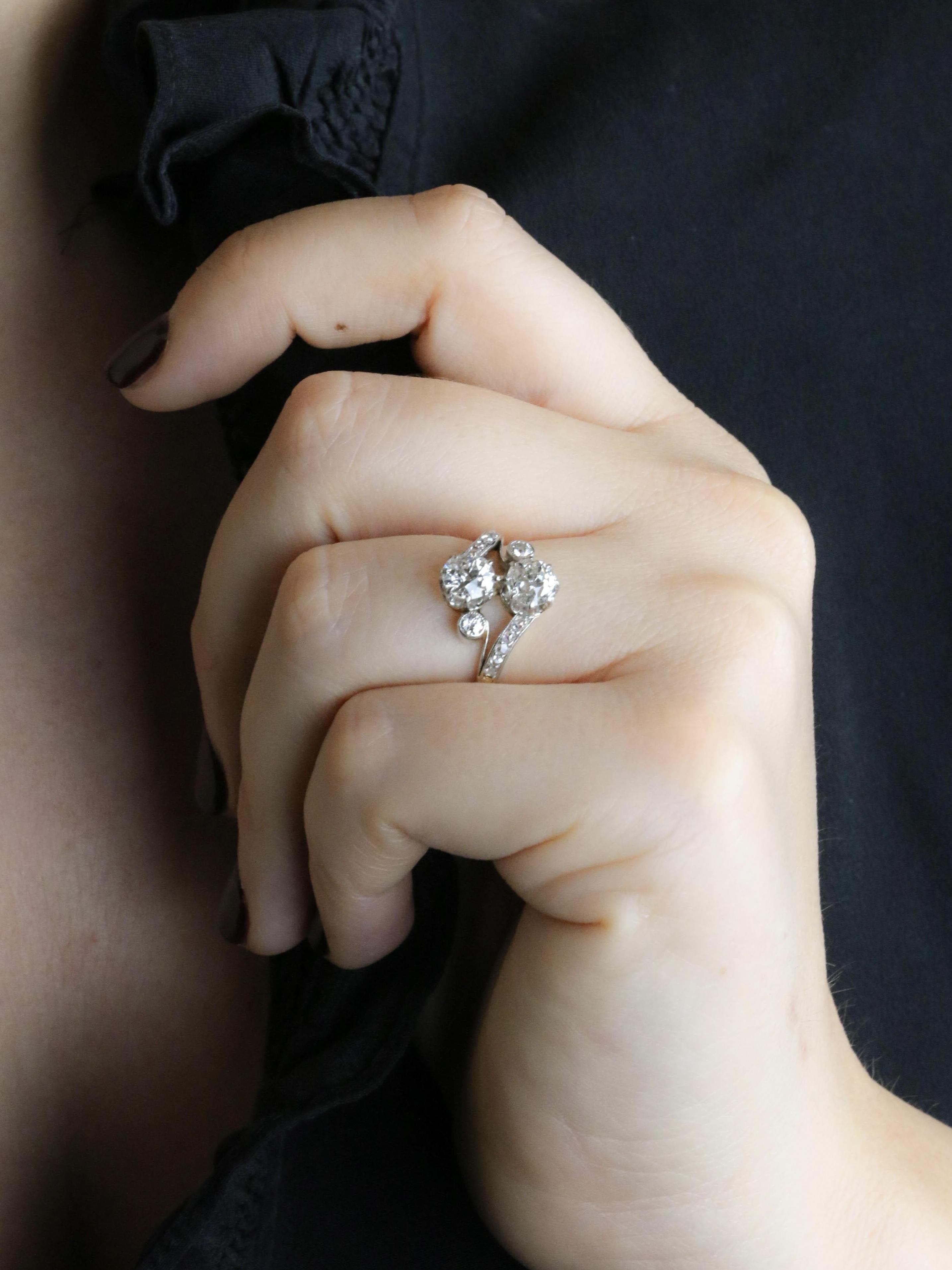 Bague Belle Epoque toi et moi diamants 2 carats