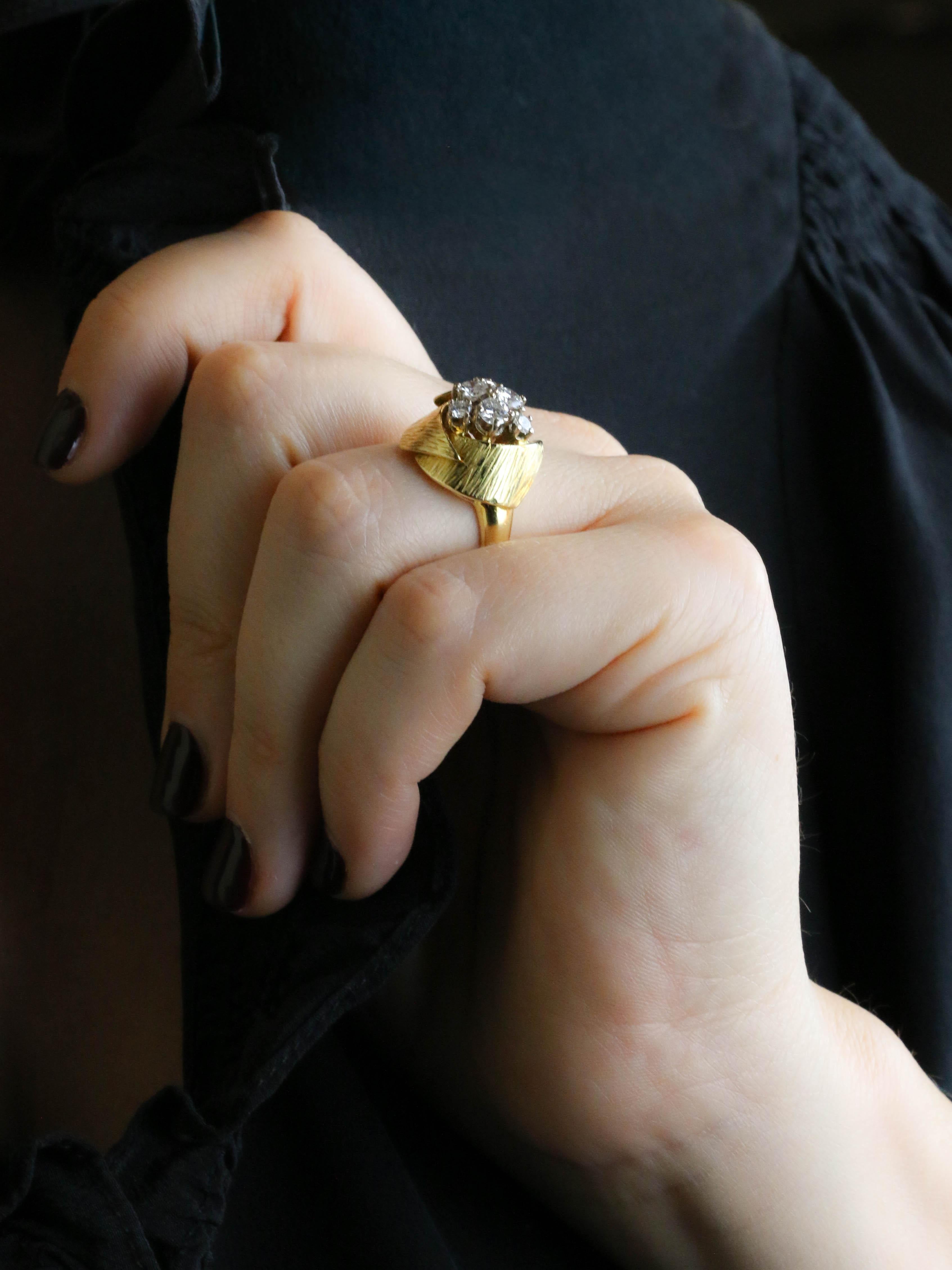 Bague dome or jaune diamants