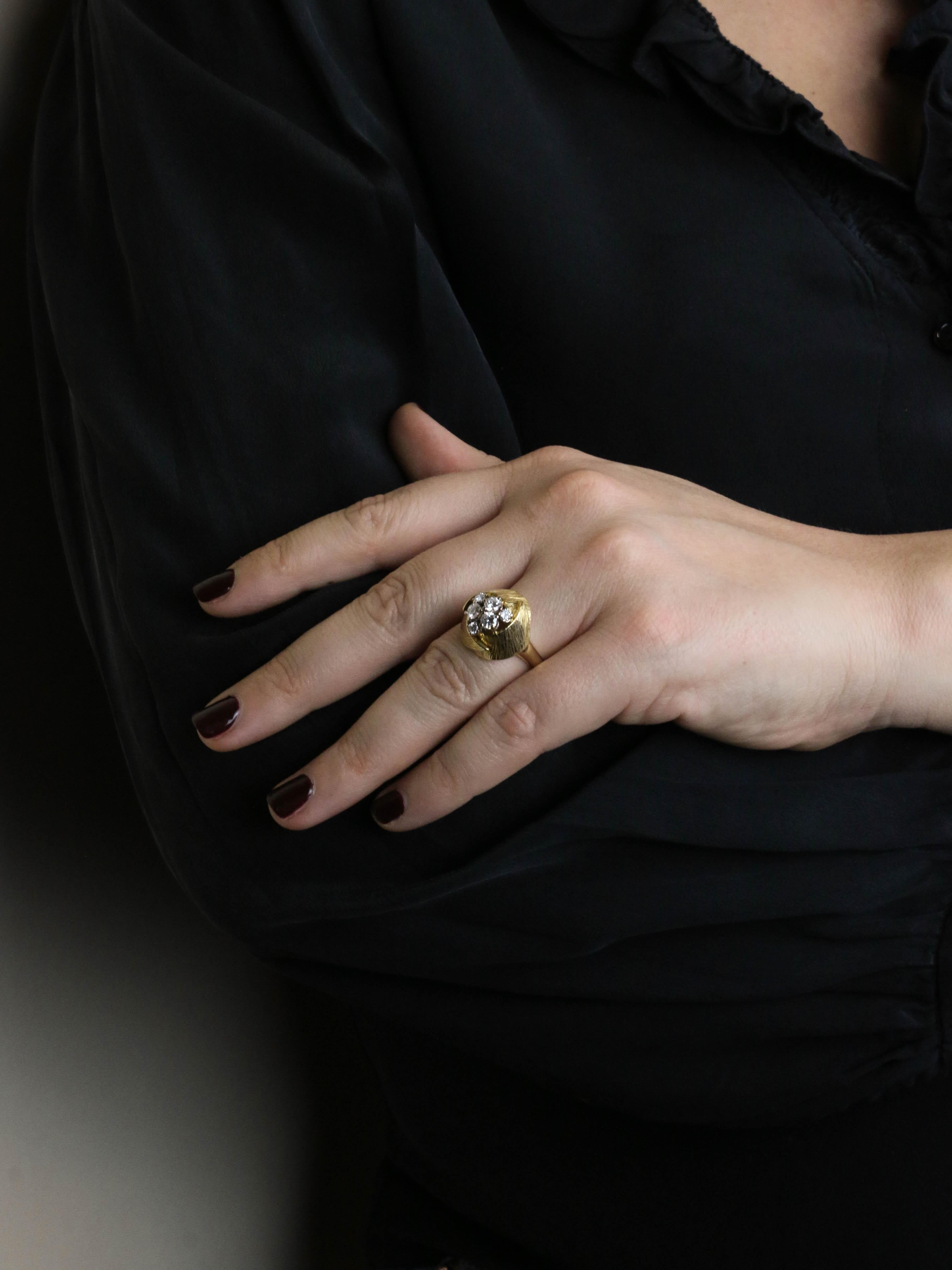 Bague dome or jaune diamants