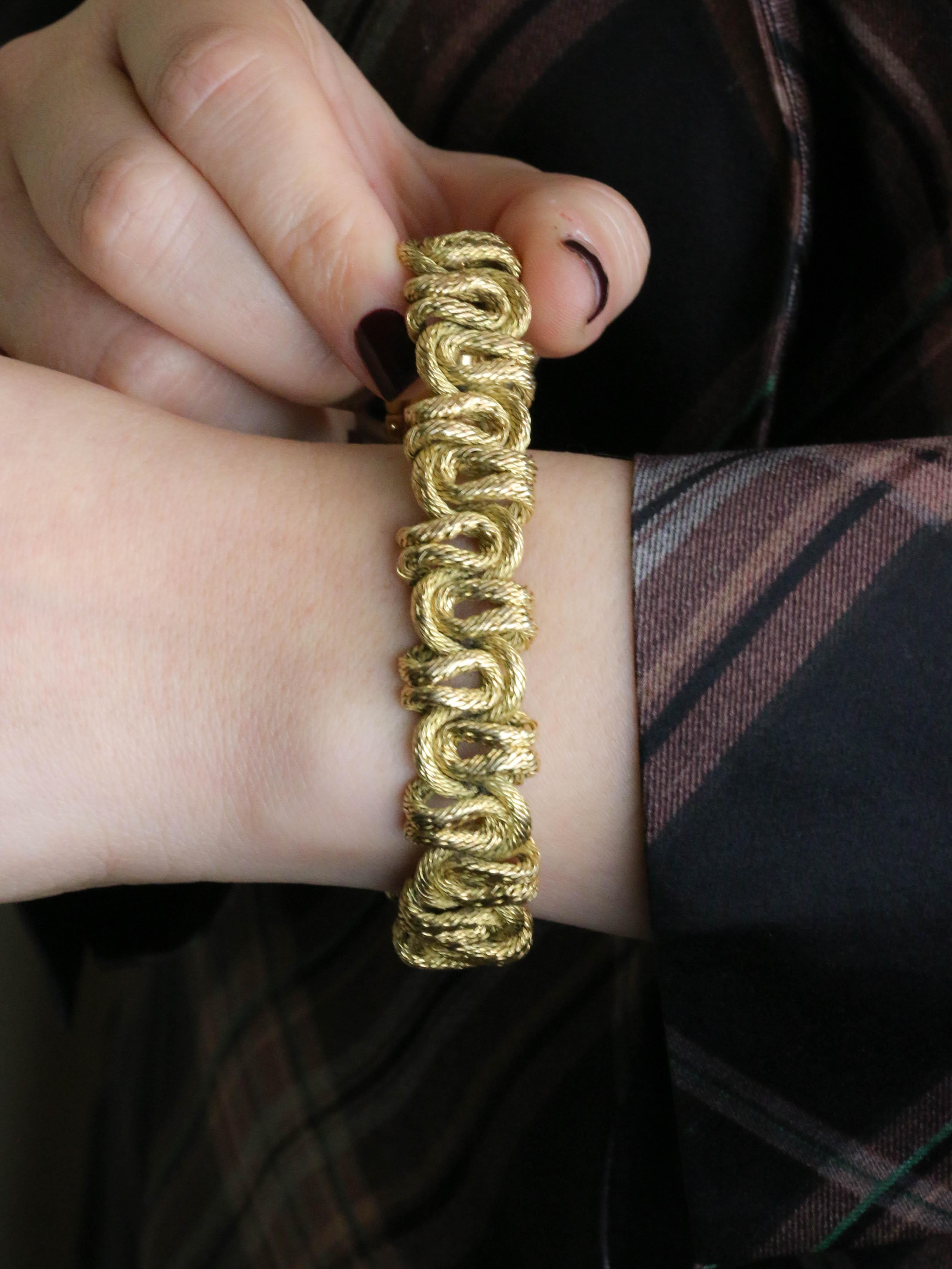 GEORGES LENFANT Bracelet or jaune tressé - Années 1970