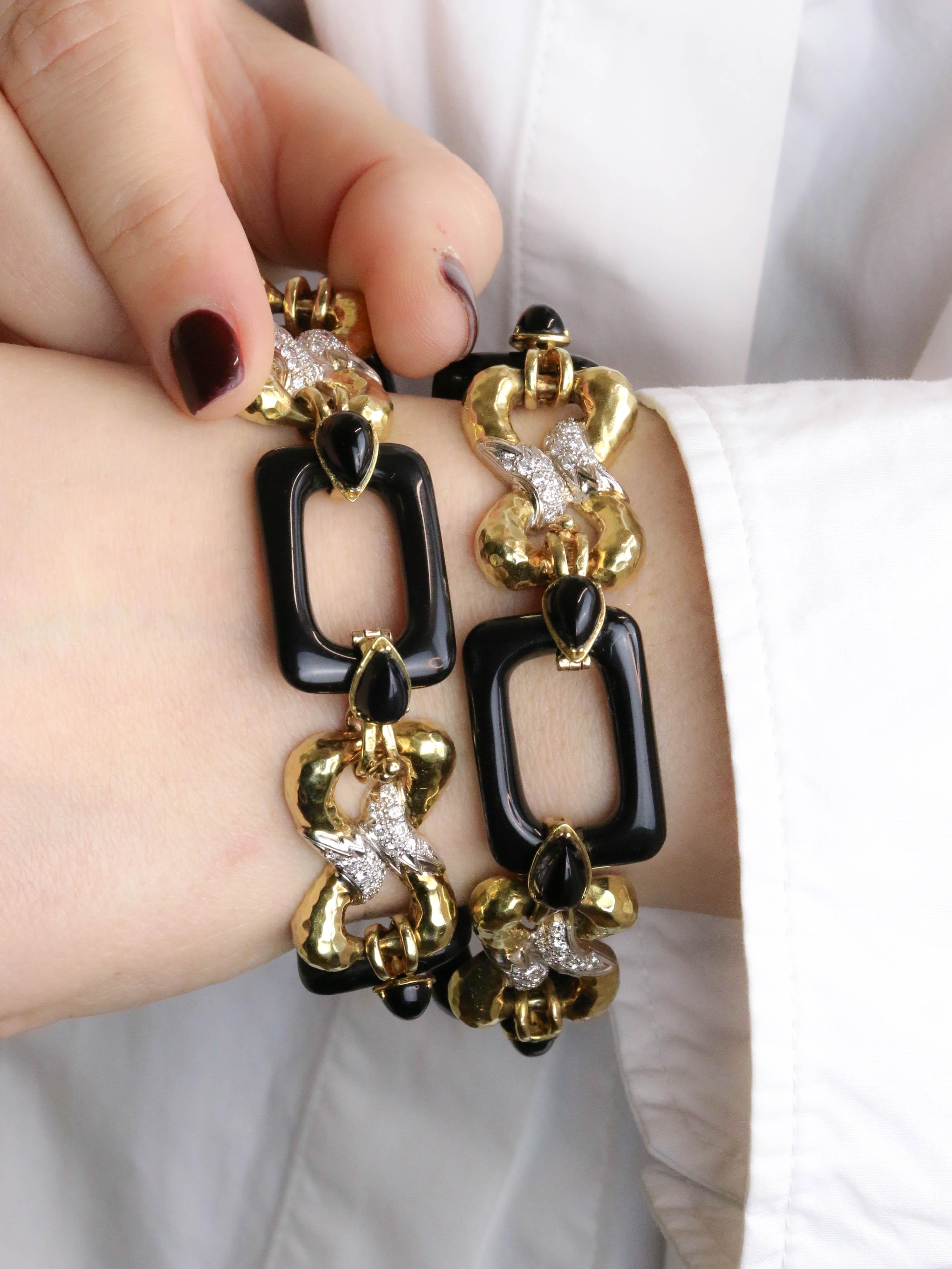 Collier à transformation or jaune onyx diamants