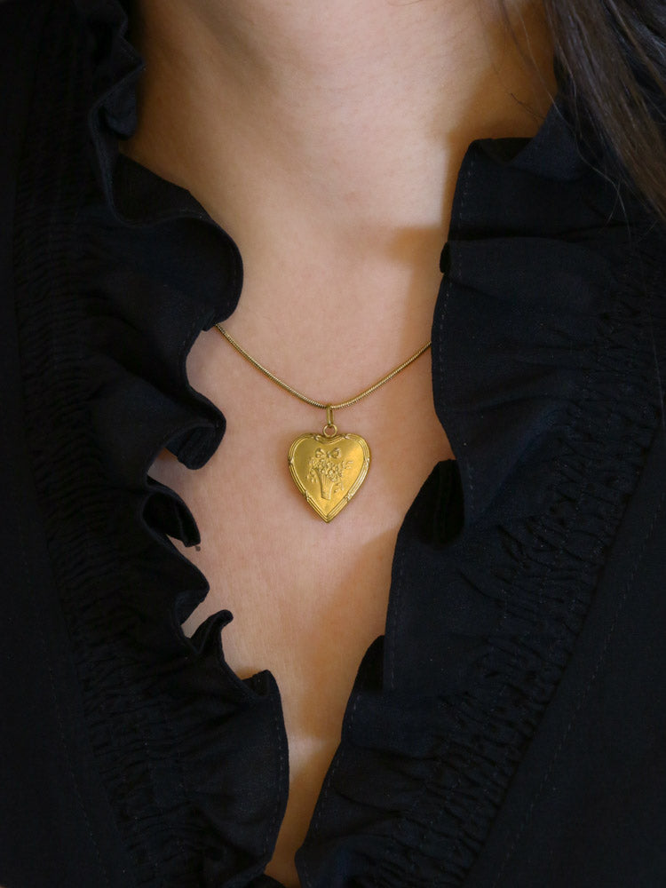 Pendentif coeur Art Nouveau or jaune