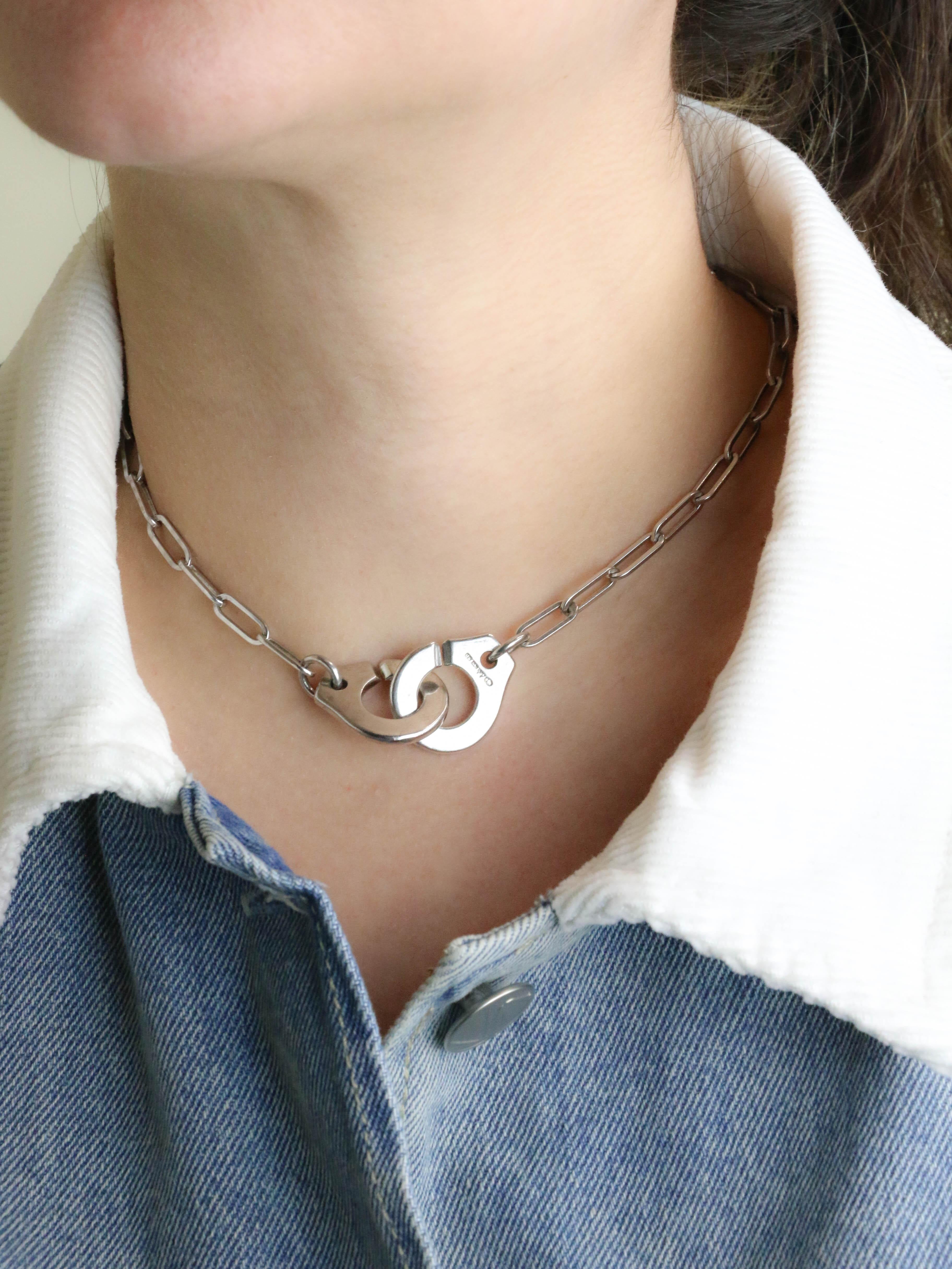 DINH VAN Collier Menottes argent - très grand modèle