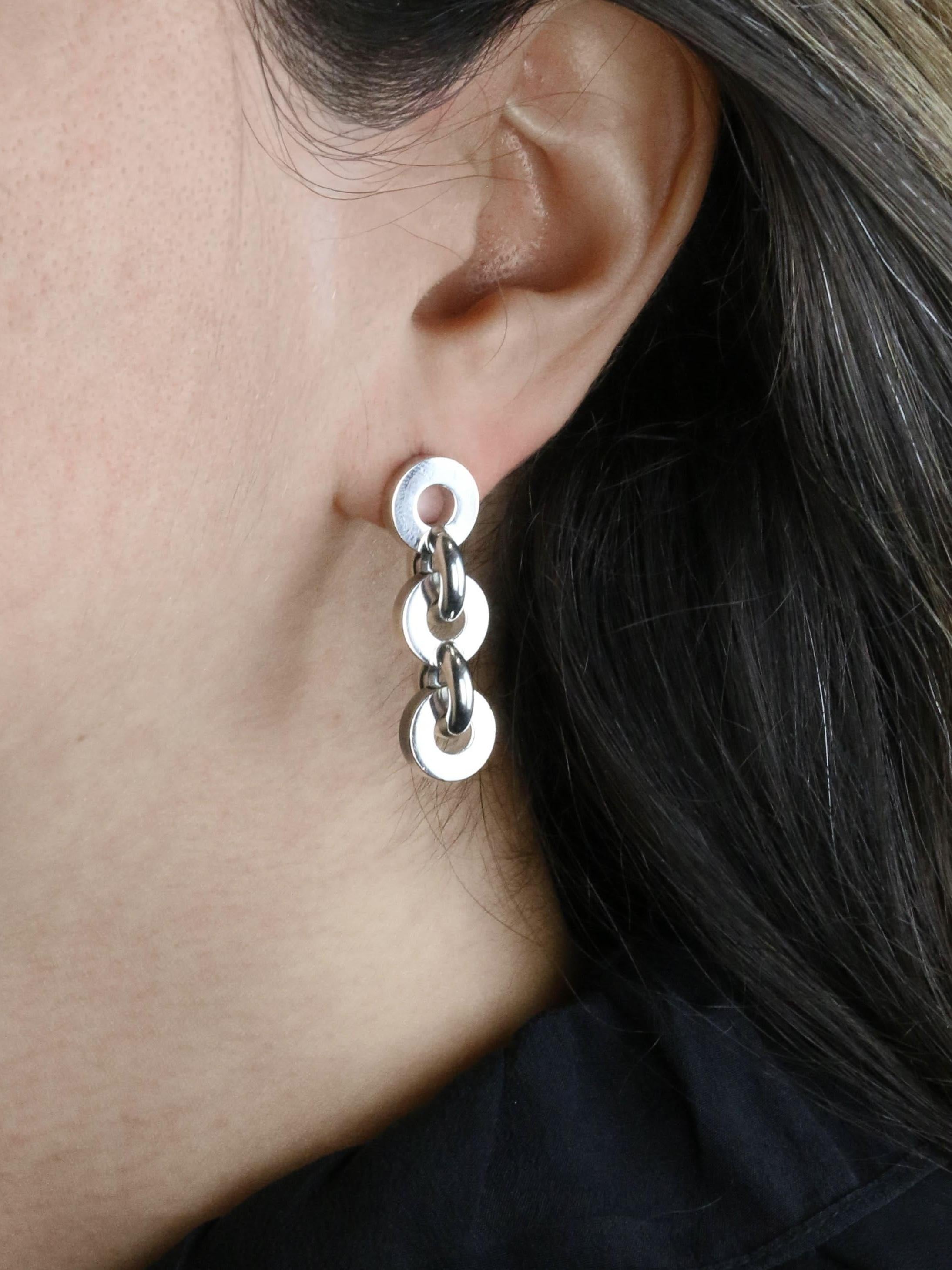 HERMES Boucles d'oreilles Voltige Argent