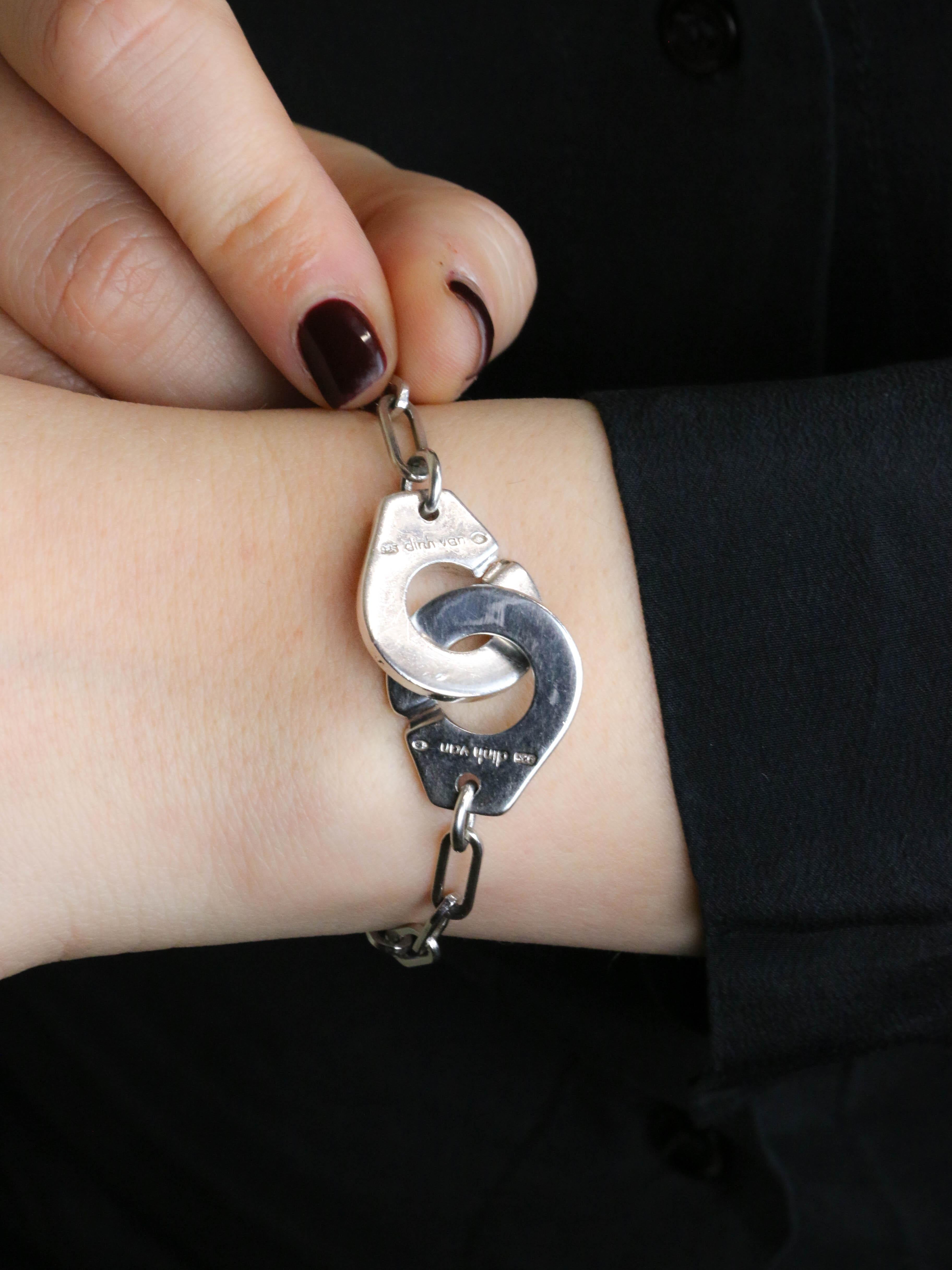 DINH VAN Bracelet vintage menottes argent - très grand modèle