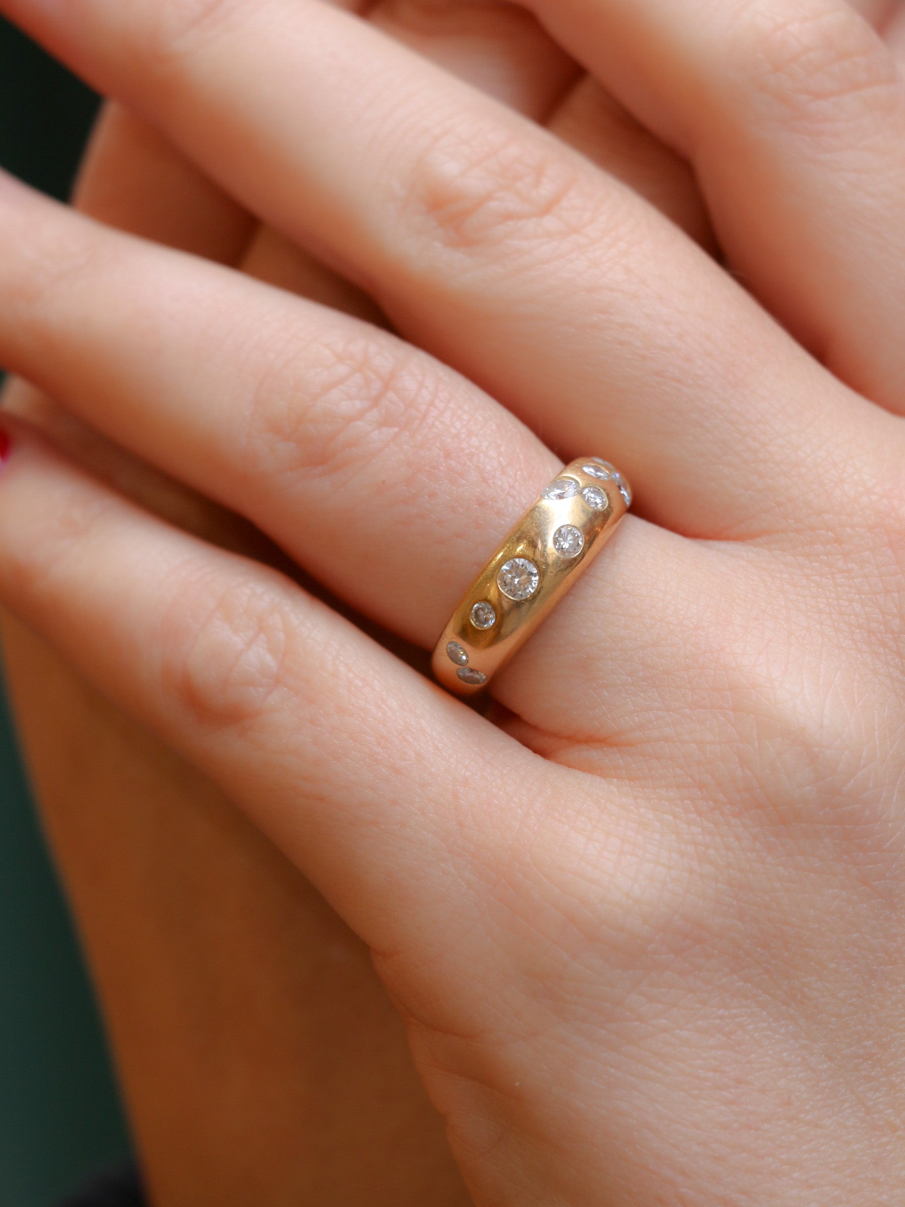 Vintage gold and diamond bangle ring