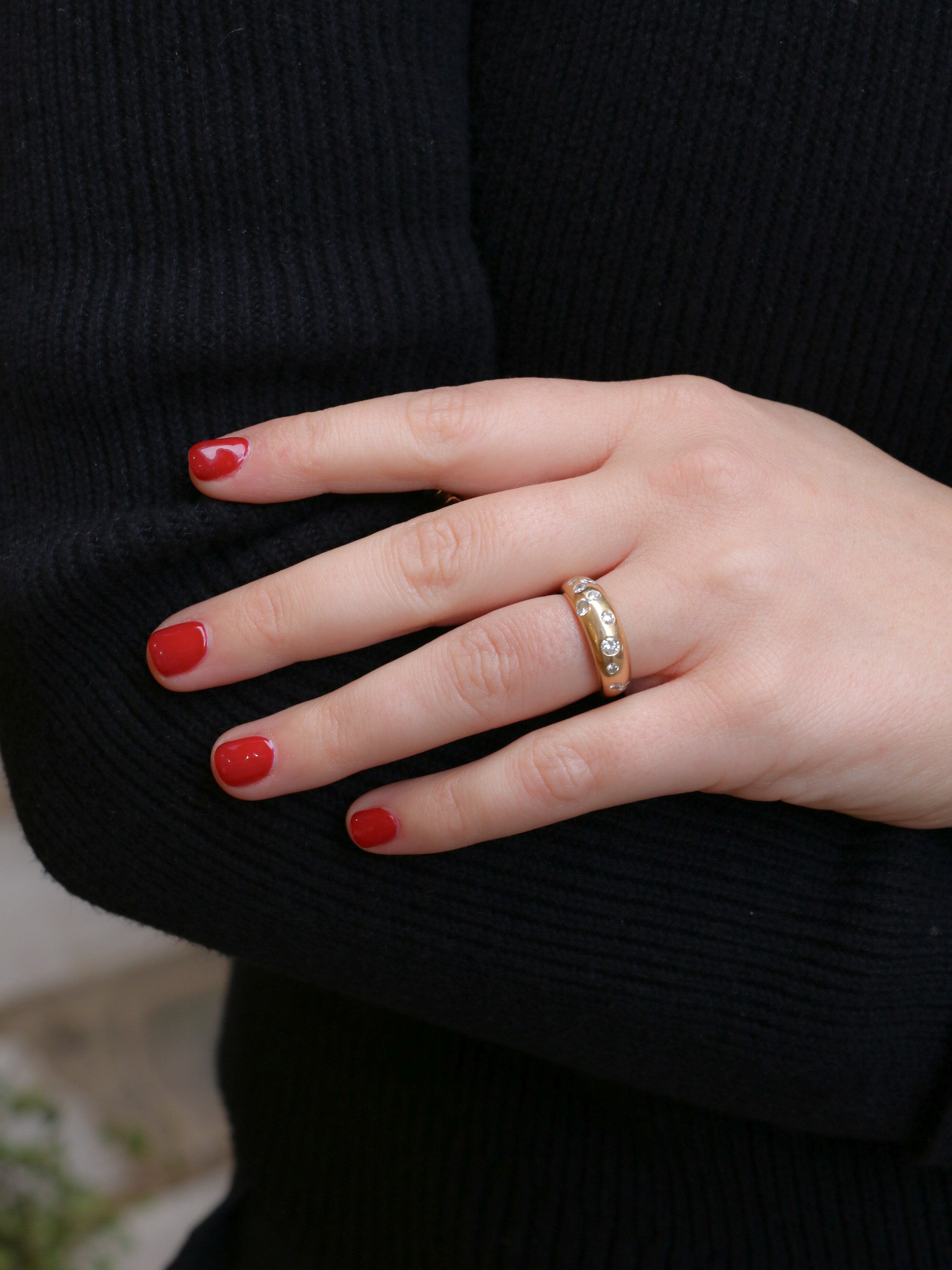 Vintage gold and diamond bangle ring