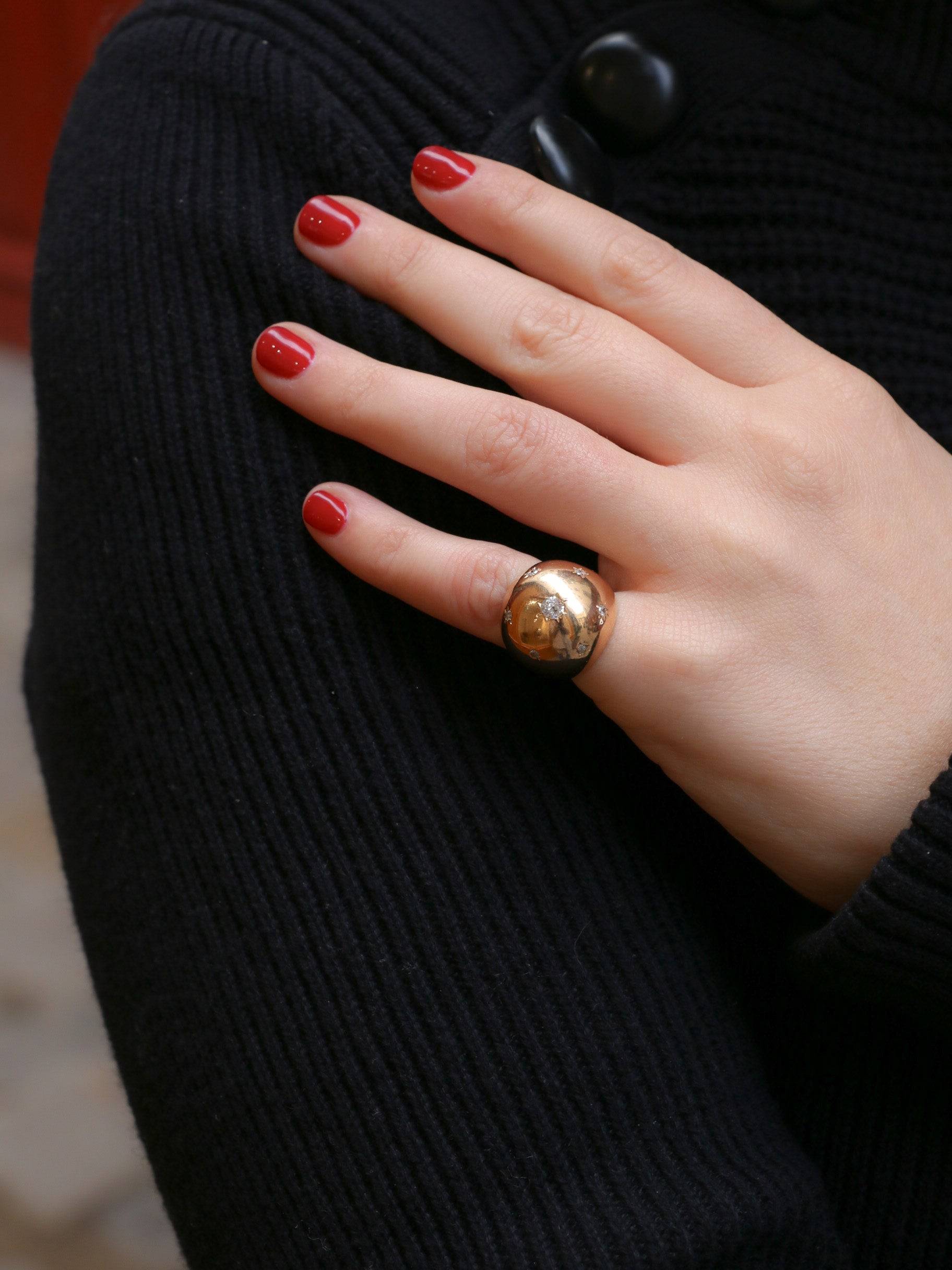 Bague boule diamants taille ancienne