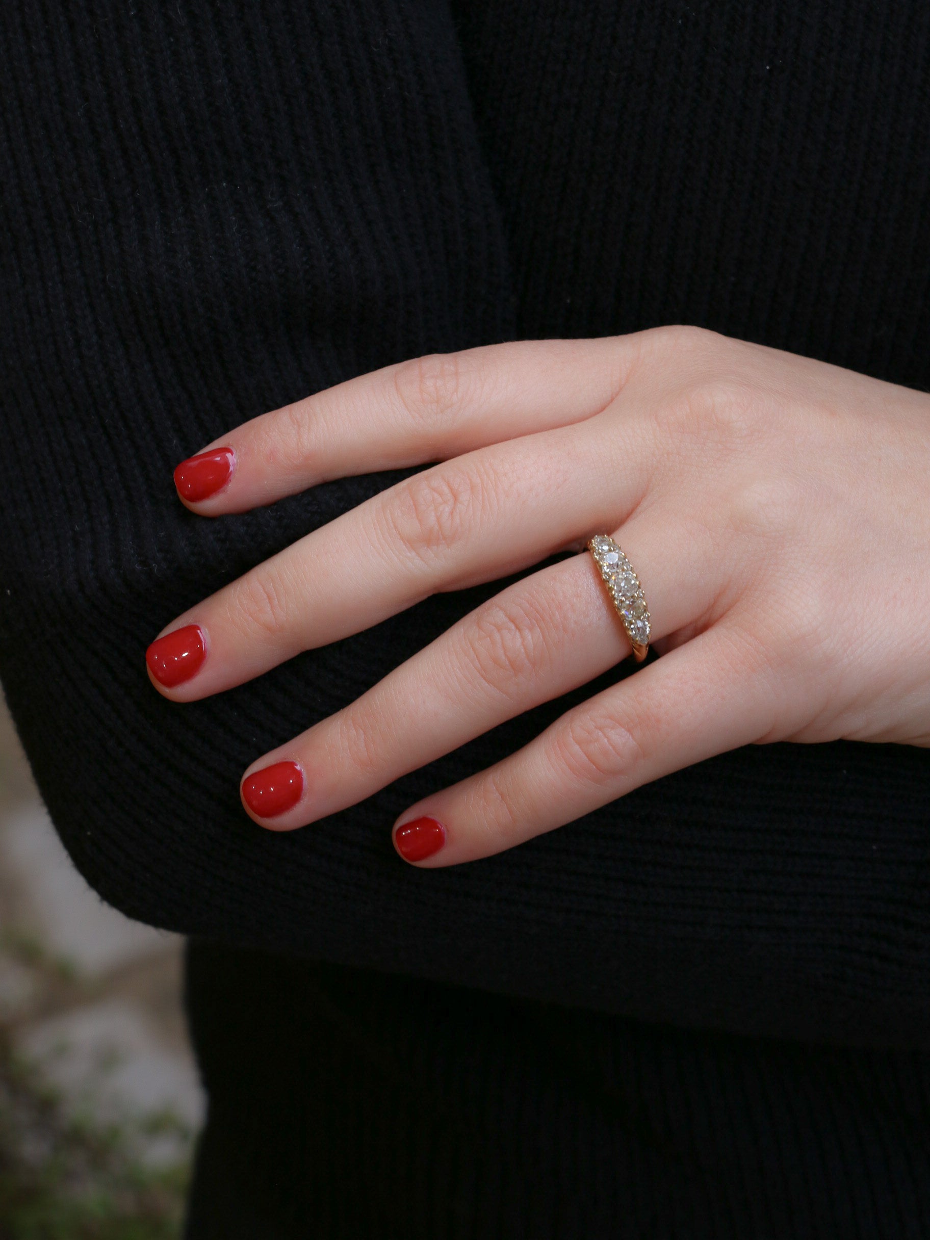 Garter ring in gold and old cut diamonds