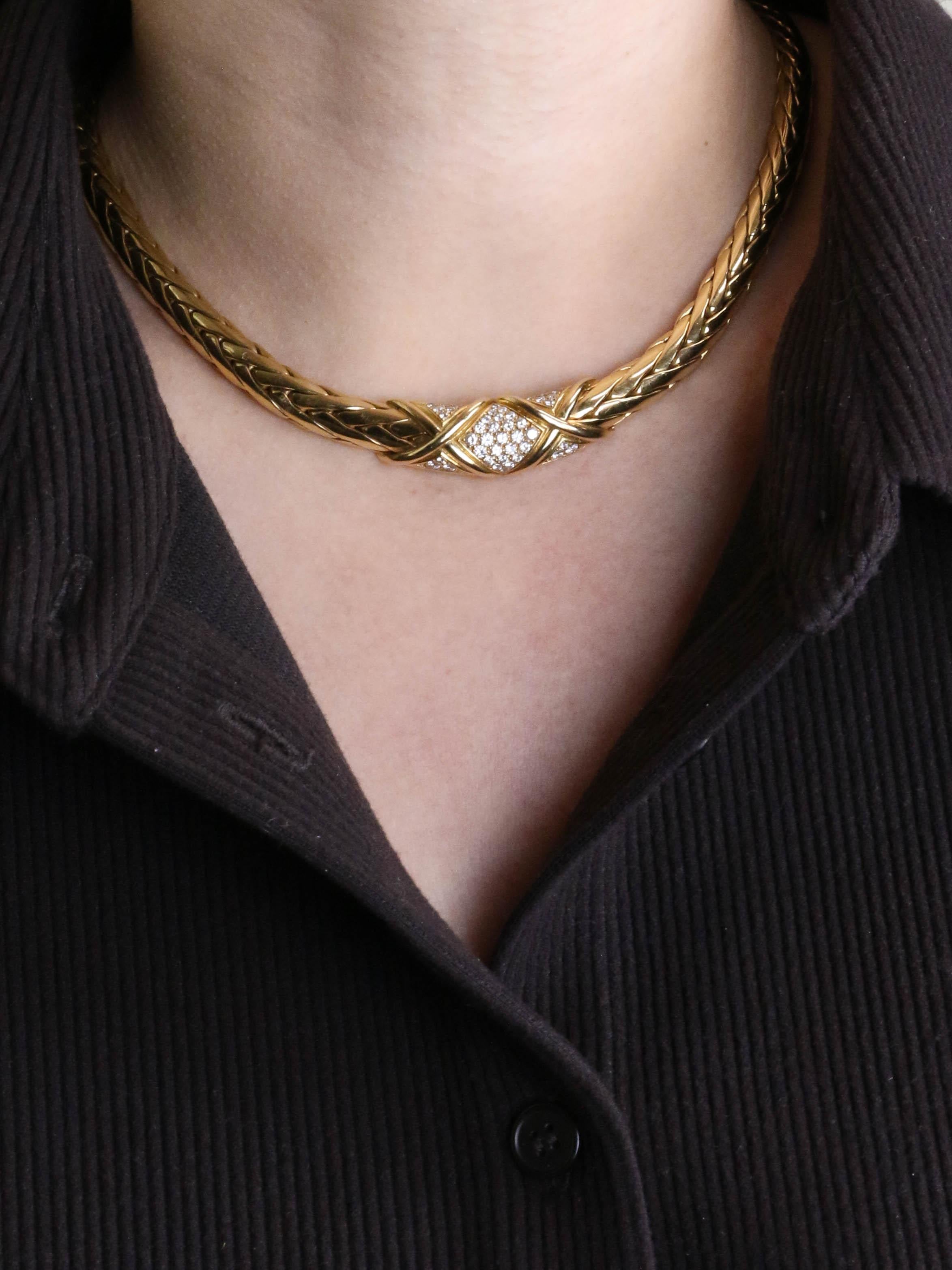 GAY FRERES Collier vintage or torsadé diamants