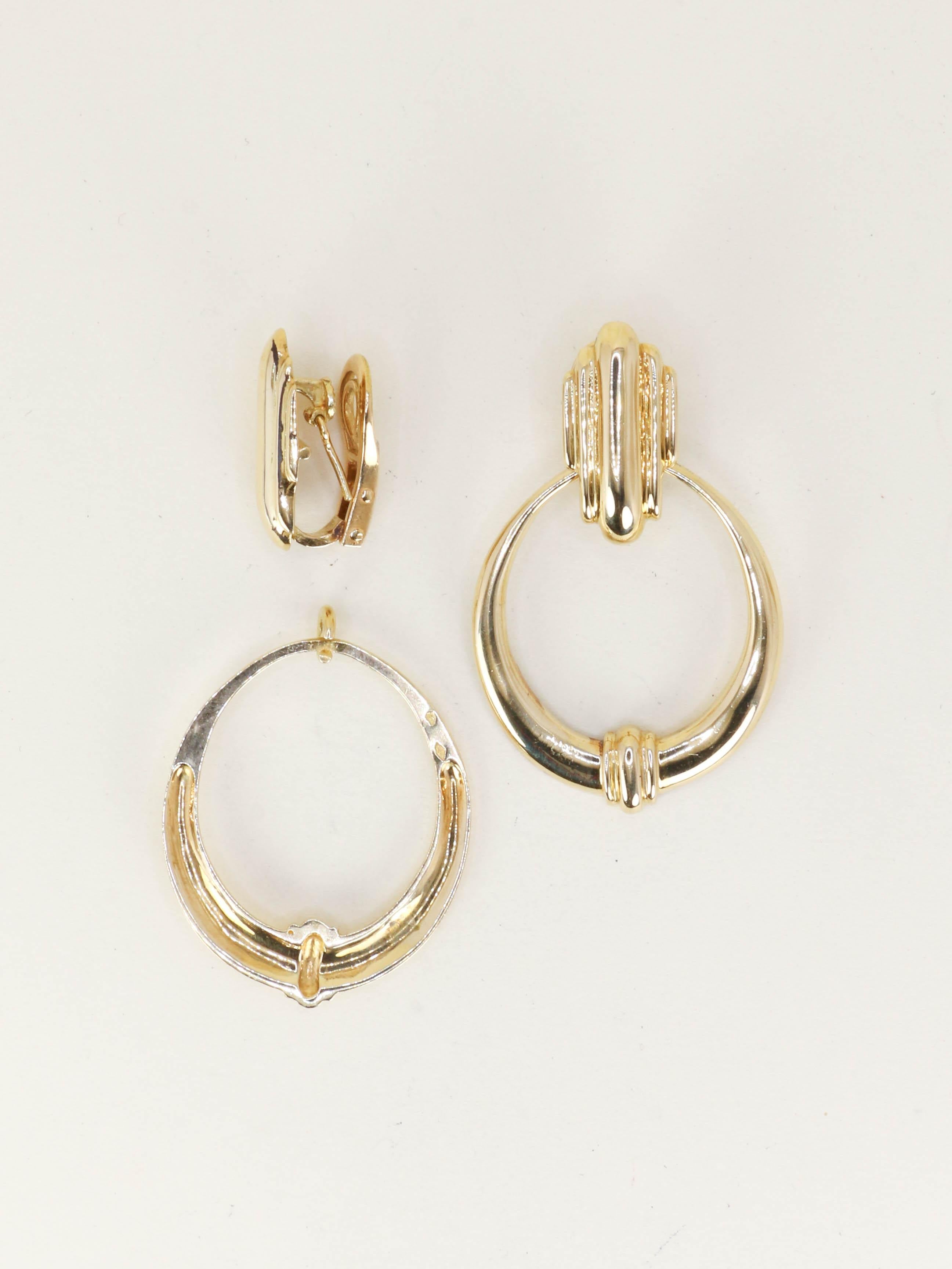 Paire de creoles pendantes or jaune