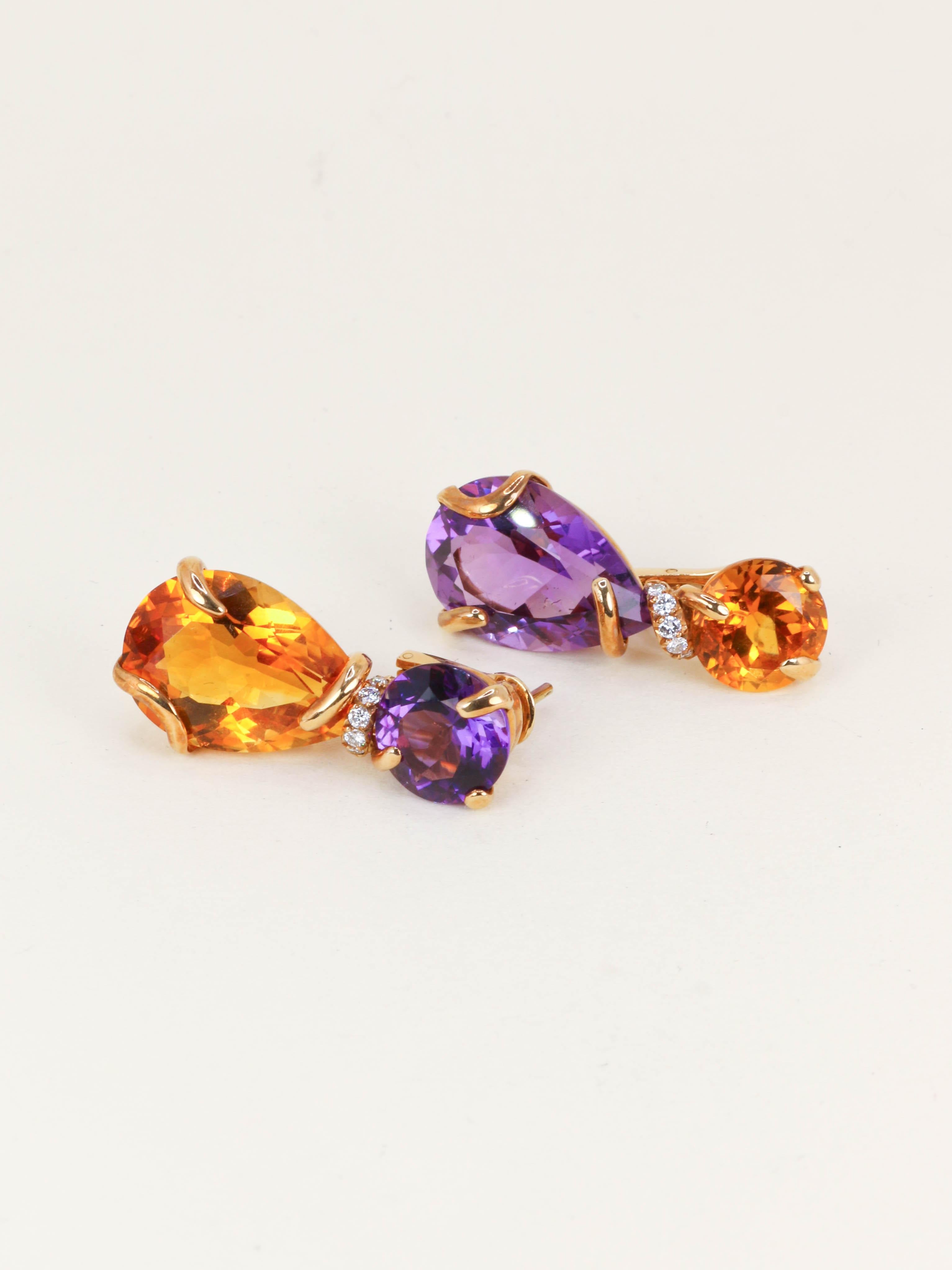 CHANEL Boucles d'oreilles "Venitien" amethyste citrine diamant