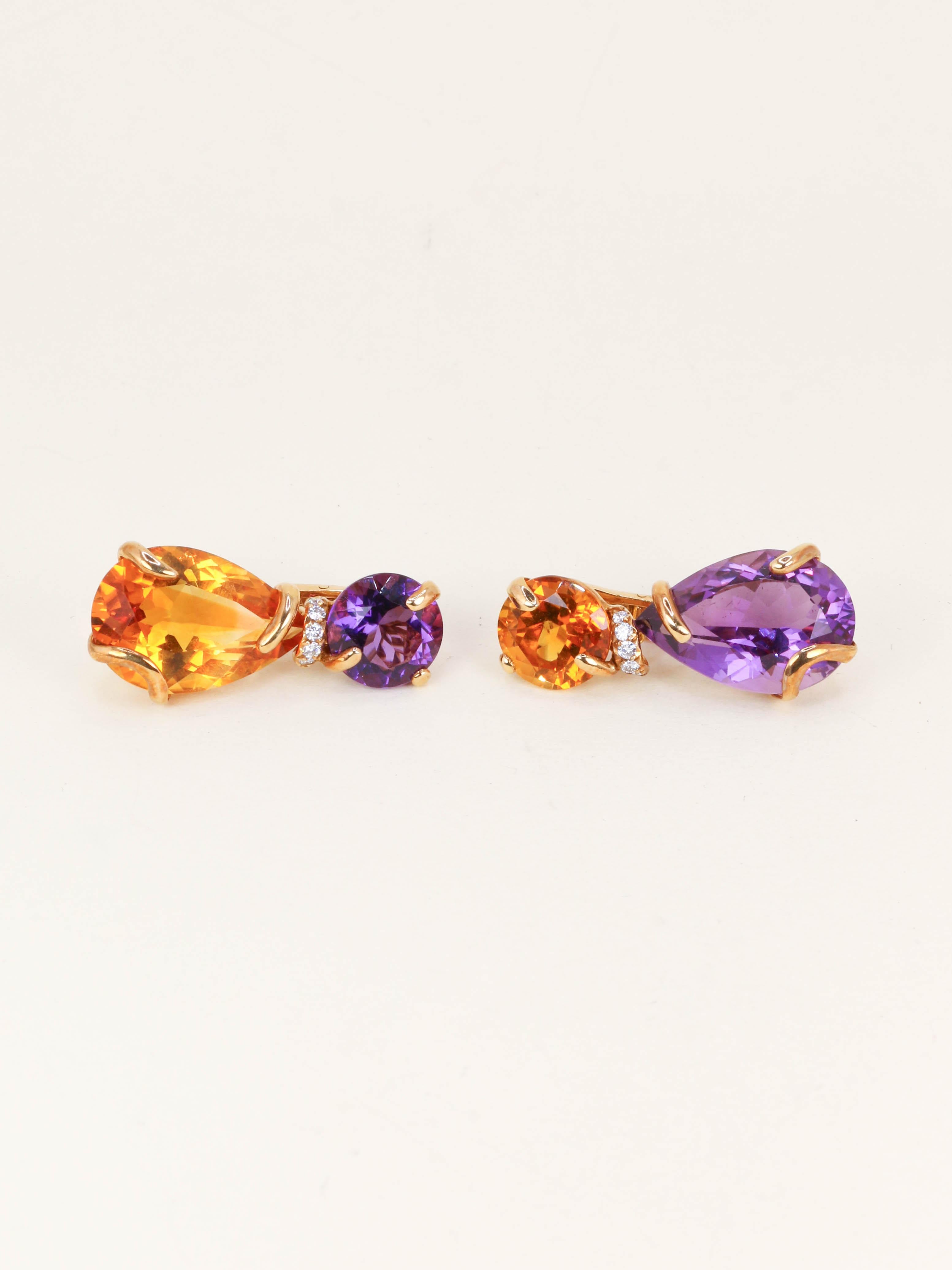 CHANEL Boucles d'oreilles "Venitien" amethyste citrine diamant