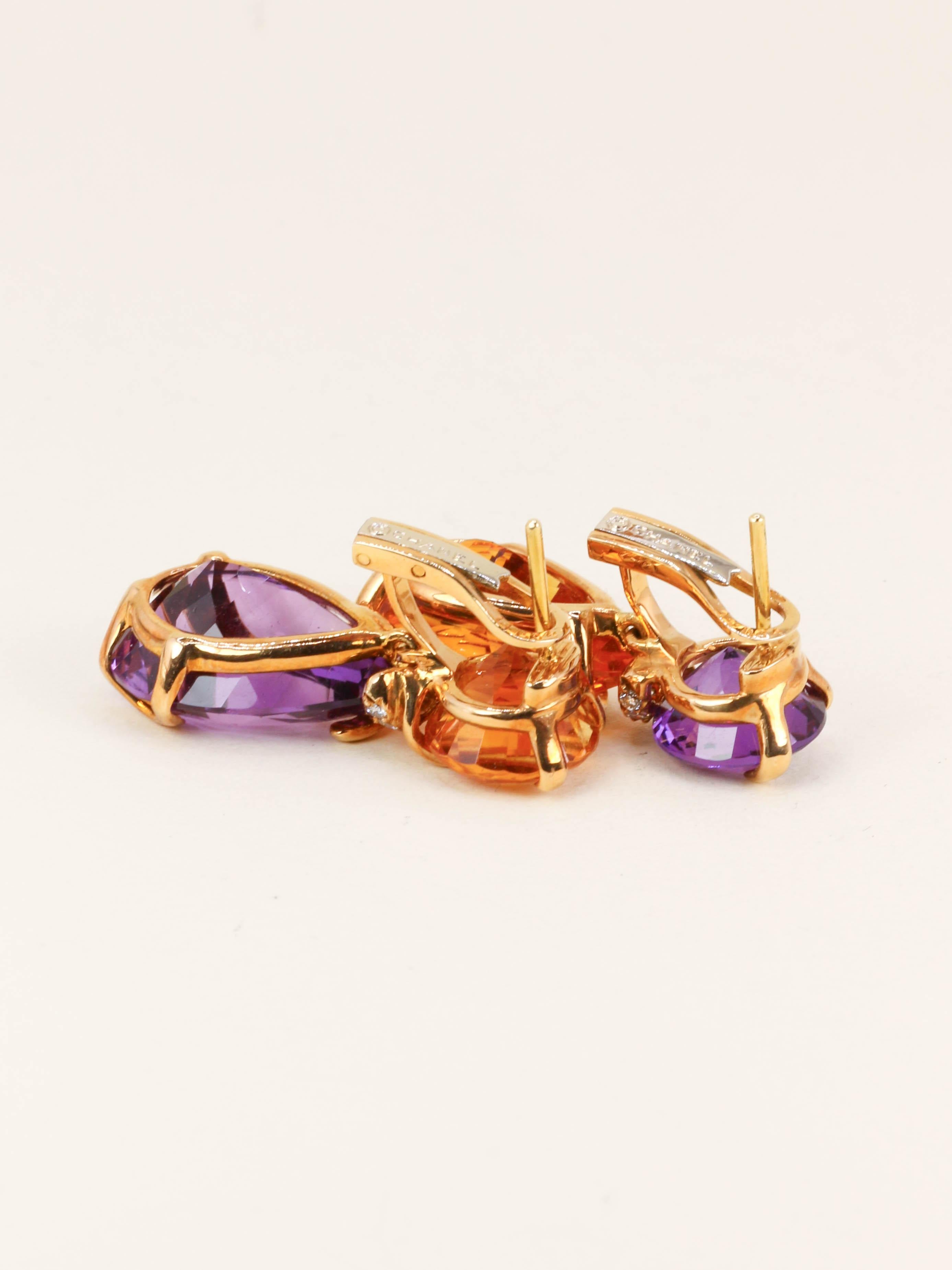 CHANEL Boucles d'oreilles "Venitien" amethyste citrine diamant