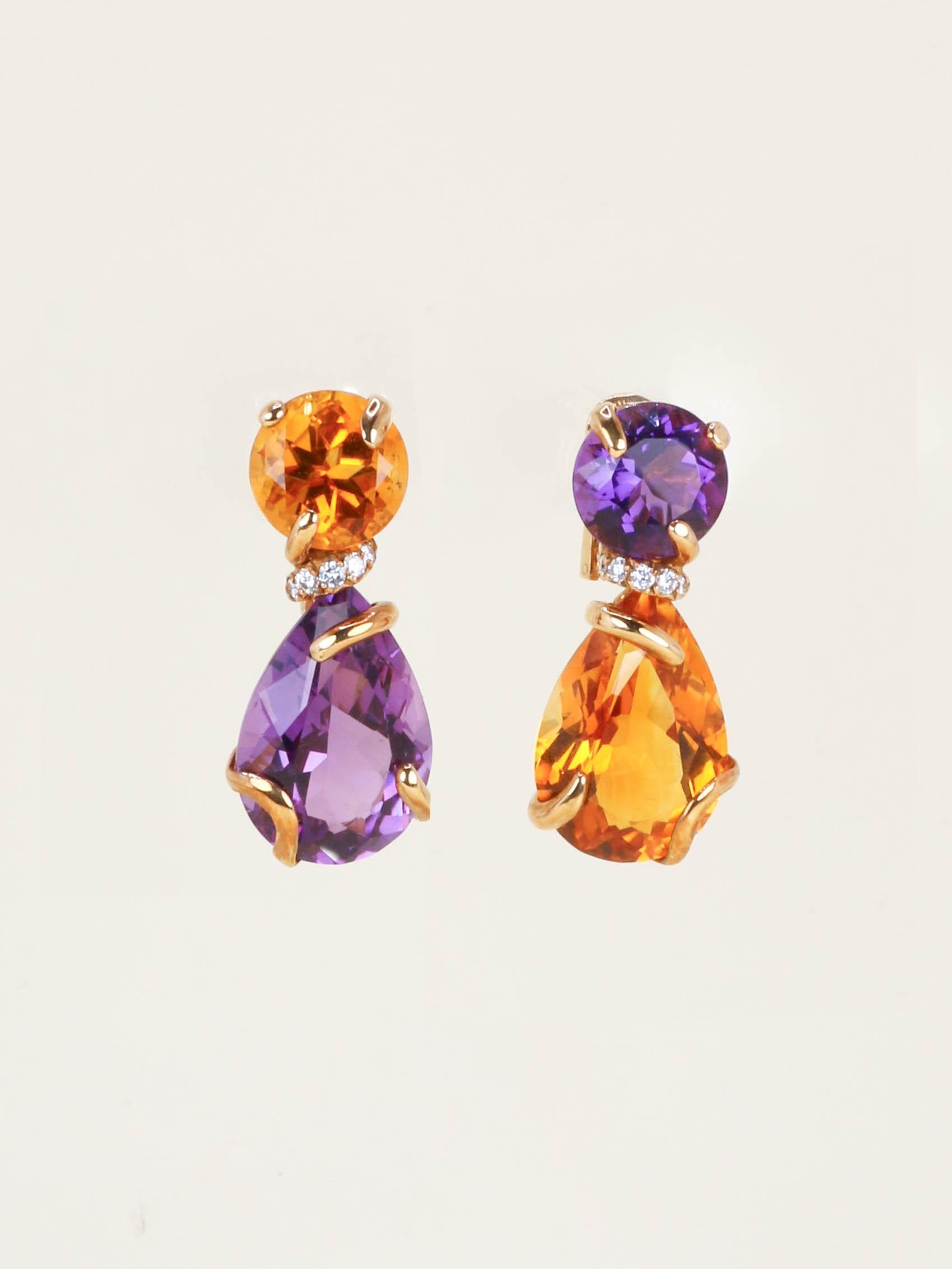 CHANEL Boucles d'oreilles "Venitien" amethyste citrine diamant