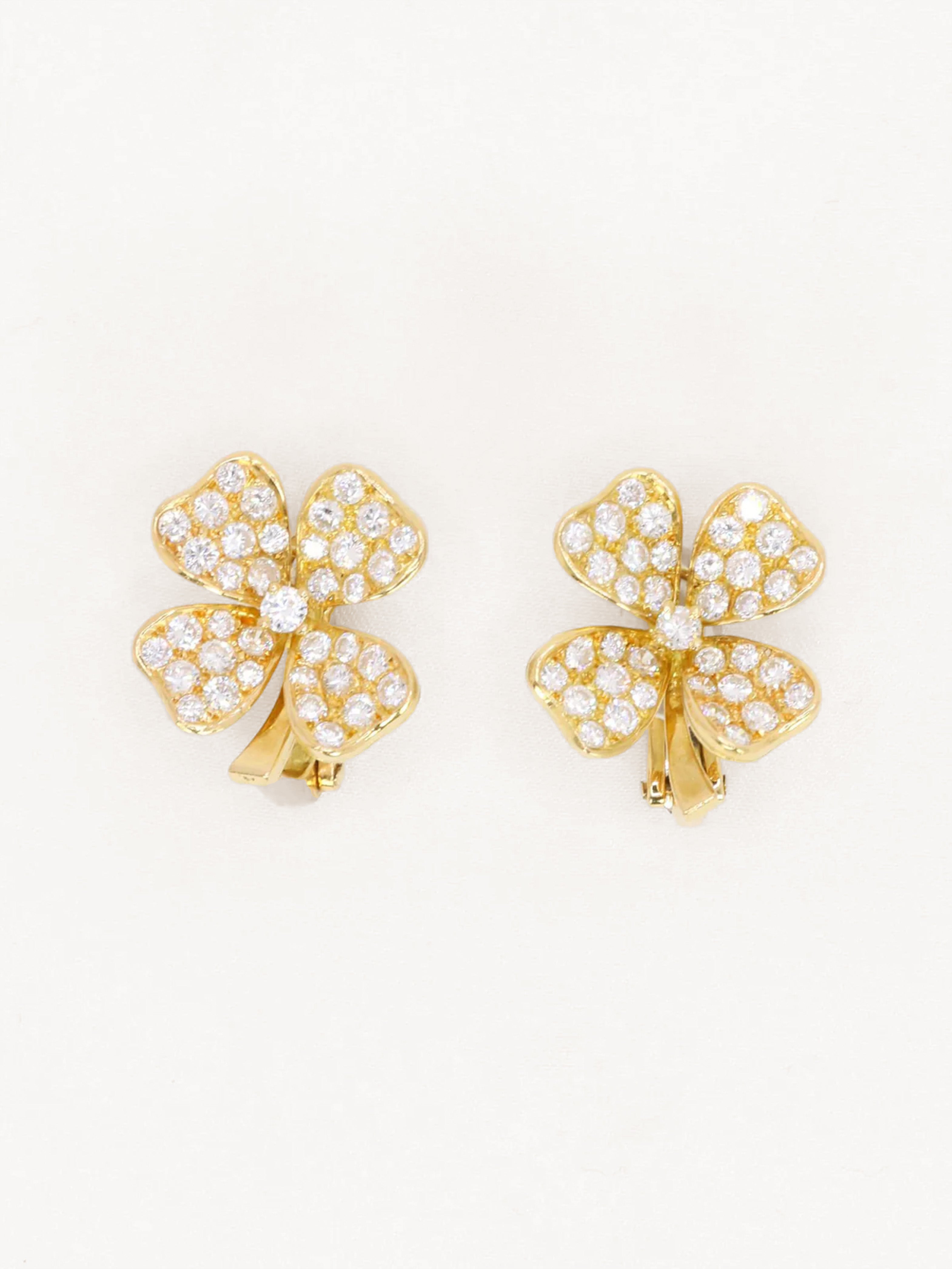 FRED Boucles d'oreilles Trèfles or jaune diamants