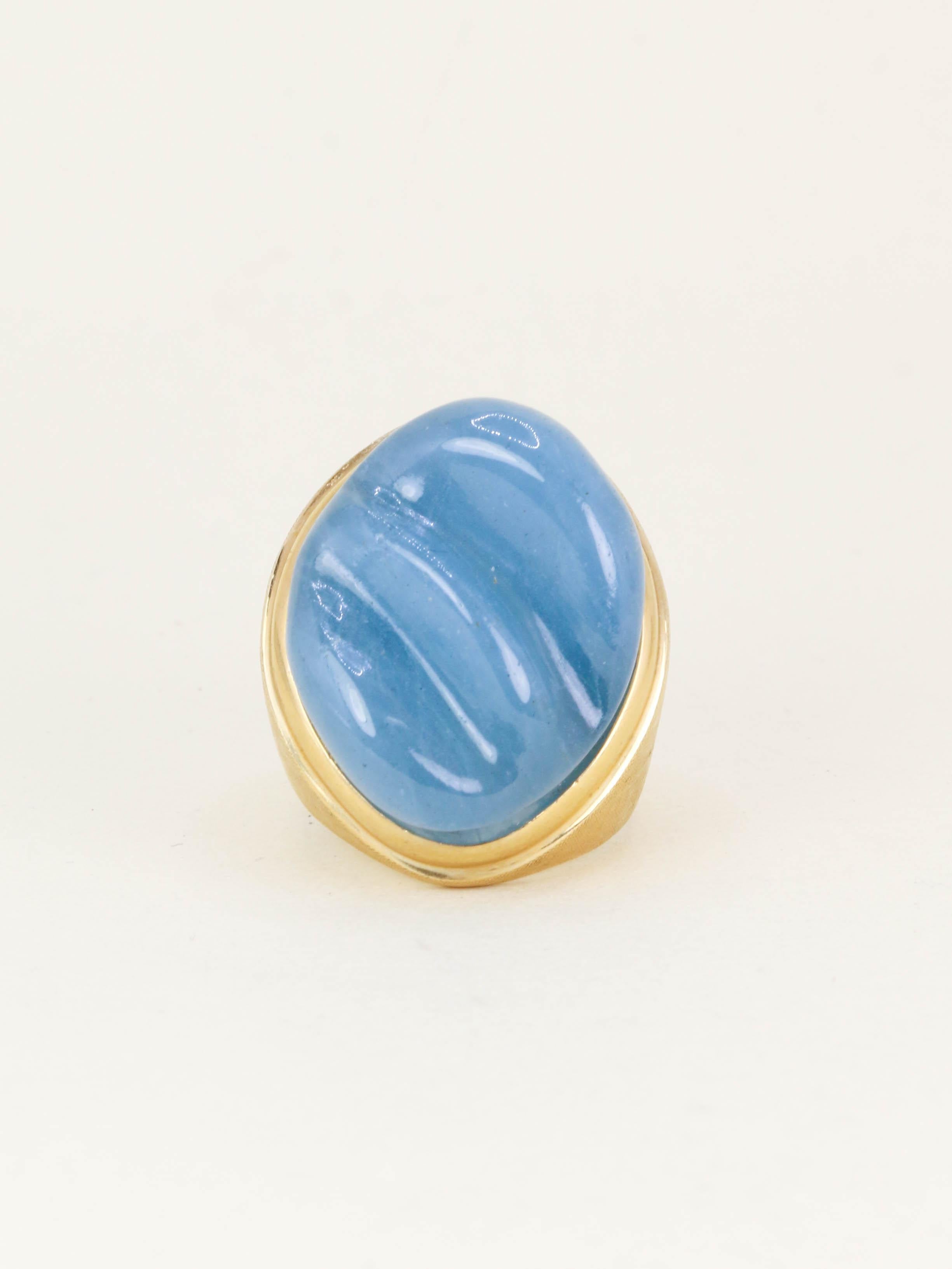 BURLE MARX Bague cocktail or jaune aigue marine "Forma Livre"