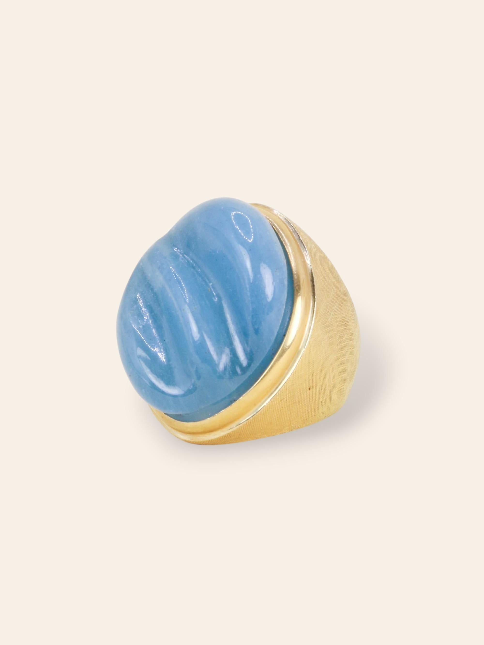 BURLE MARX Bague cocktail or jaune aigue marine "Forma Livre"