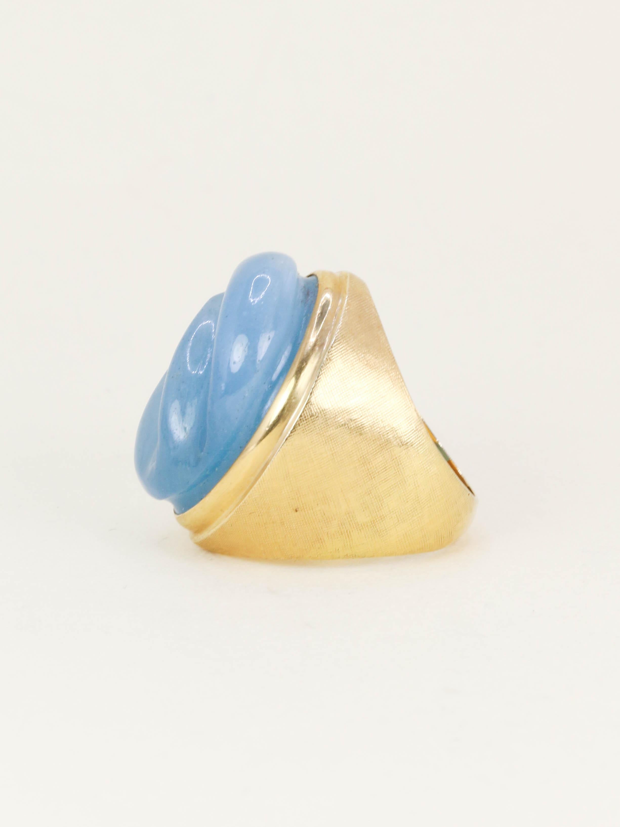 BURLE MARX Bague cocktail or jaune aigue marine "Forma Livre"