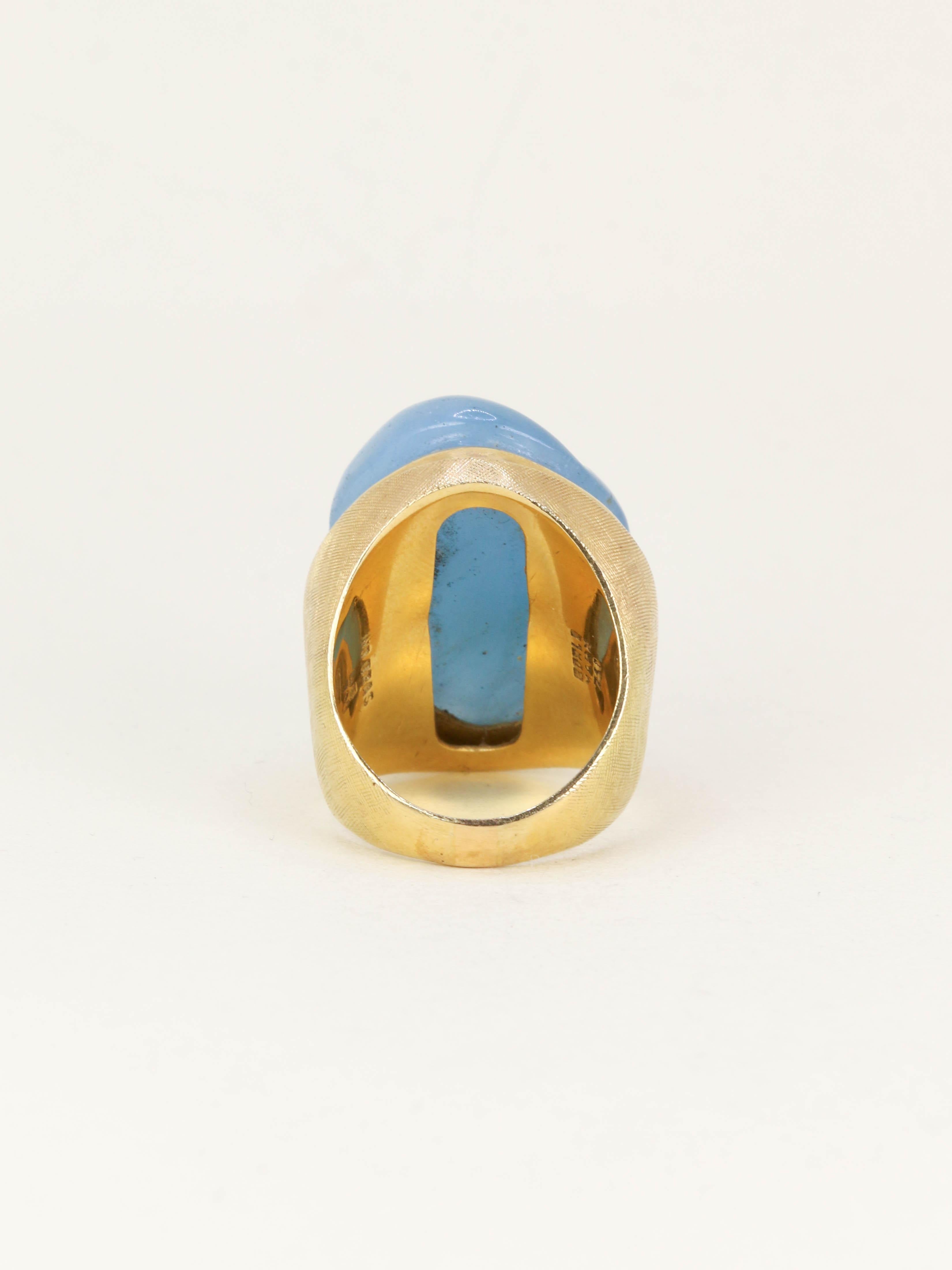 BURLE MARX Bague cocktail or jaune aigue marine "Forma Livre"
